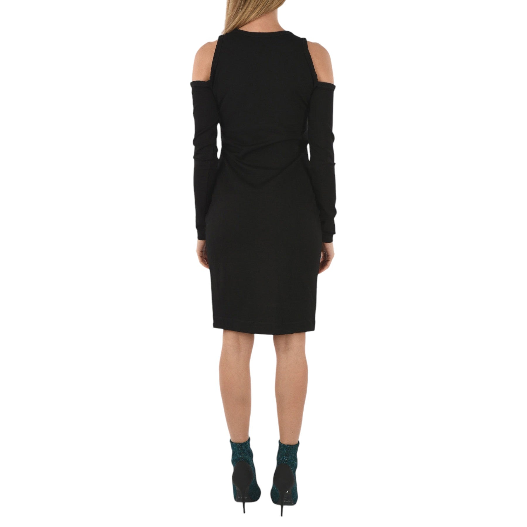 DIESEL D CECYL 0DAPR Womens Short Dress Cotton Black Long Sleeve Crew neck Tops