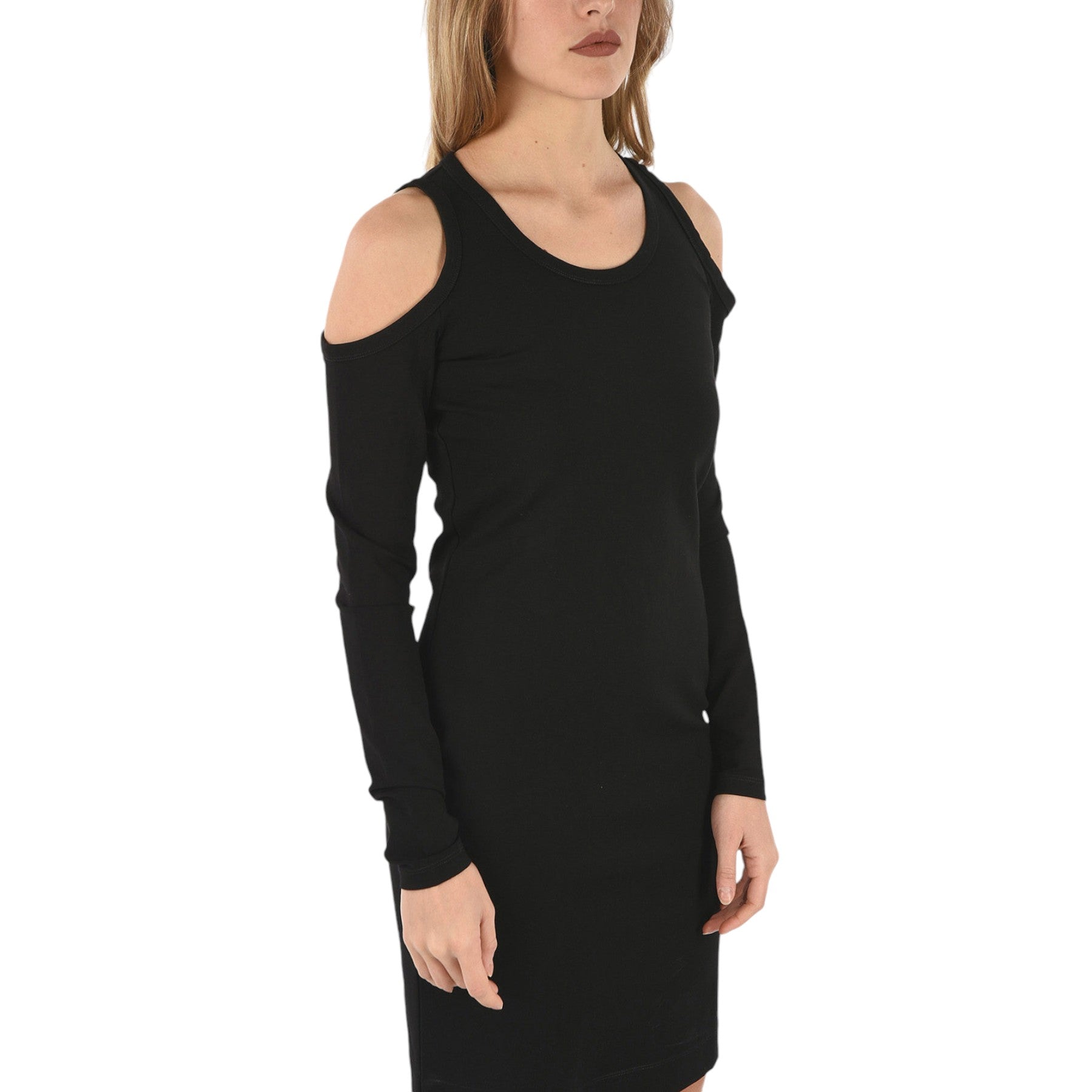 DIESEL D CECYL 0DAPR Womens Short Dress Cotton Black Long Sleeve Crew neck Tops