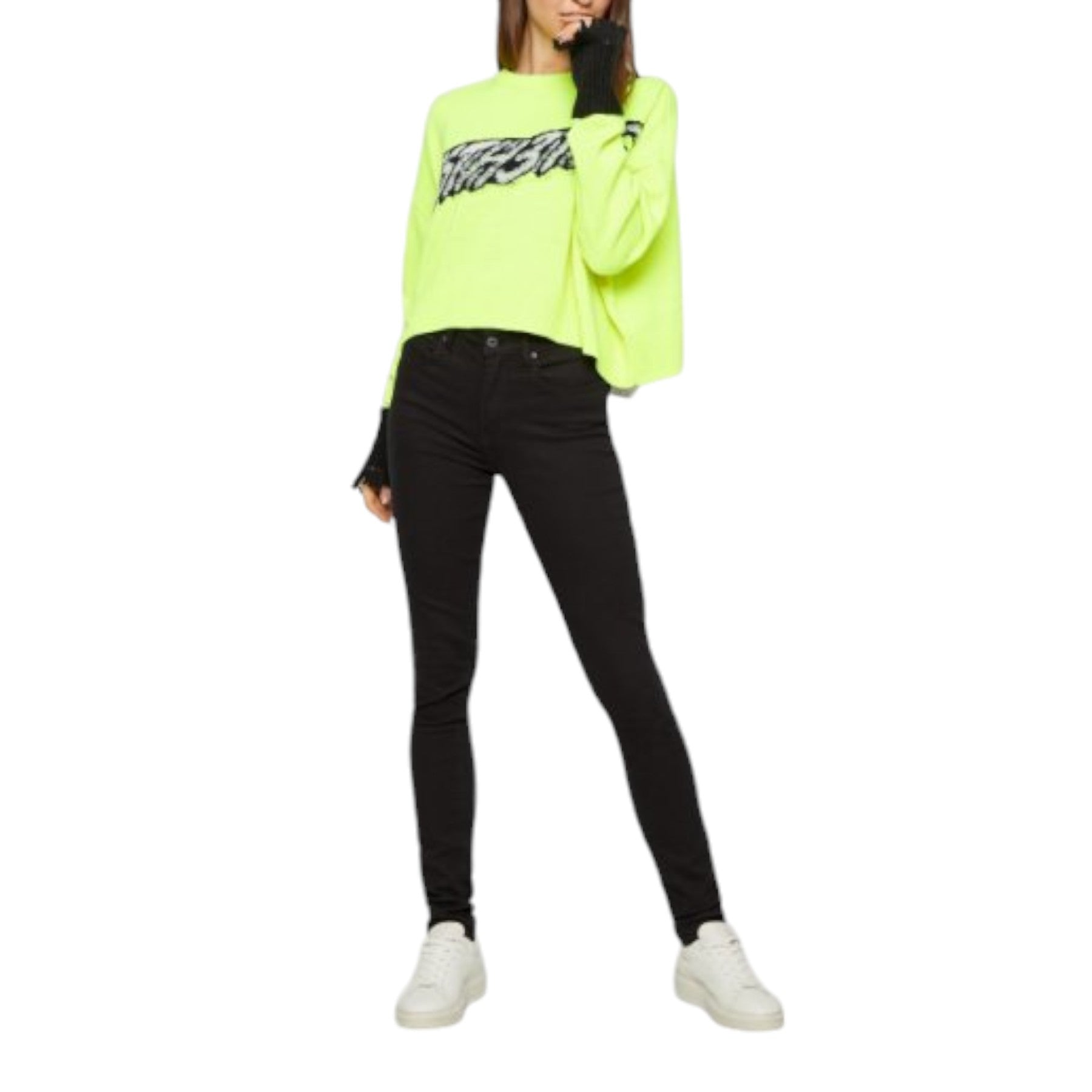 DIESEL M TICX Womens Sweatshirt Long Sleeve Ladies Pullover Wool Knitwear Green