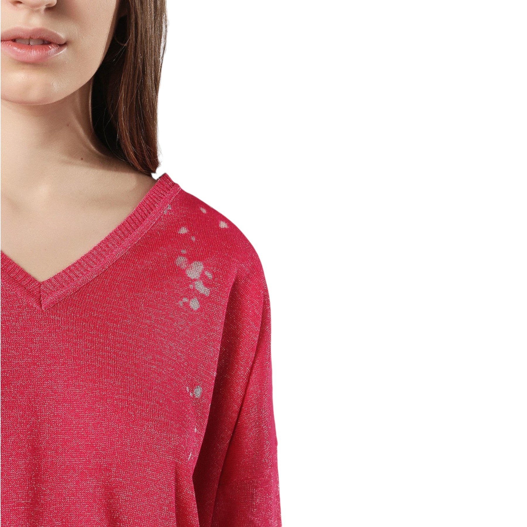 DIESEL M SPORT Womens Dress V Neck Long Sleeve Pullover Regular Pink Tops Italy