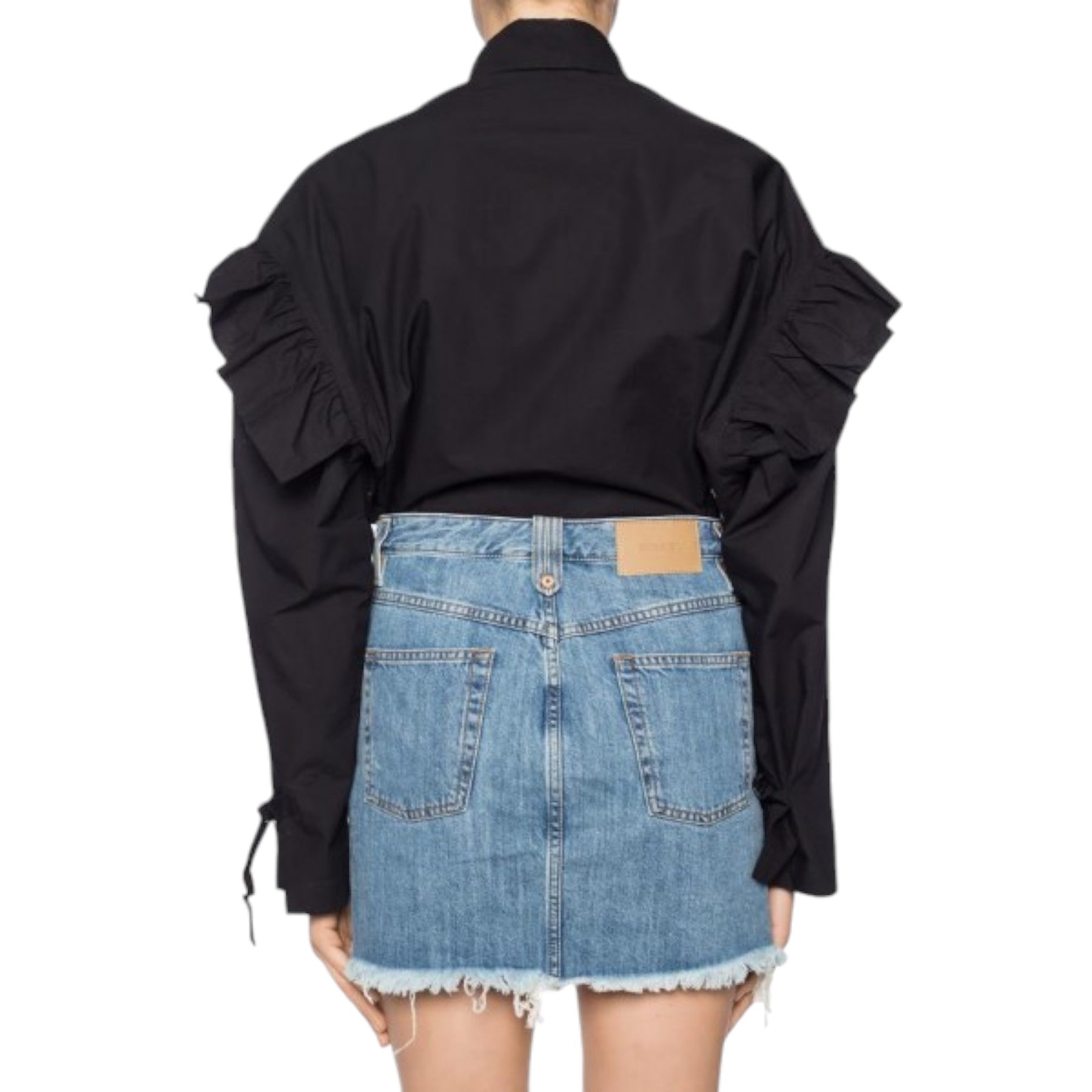 DIESEL C BUL 0BAST Womens Oversize Shirt Embroidered Ladies Long Cotton Black