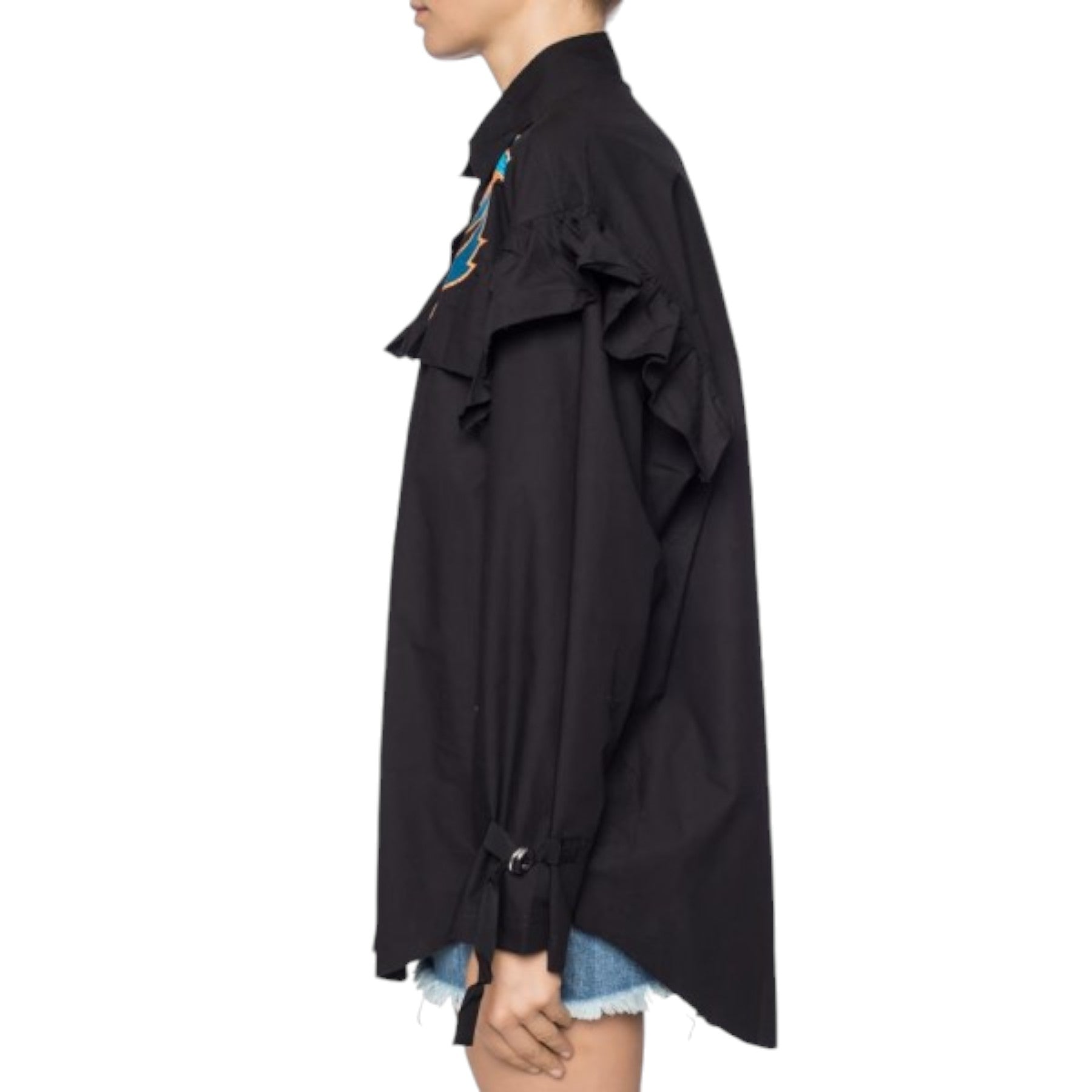 DIESEL C BUL 0BAST Womens Oversize Shirt Embroidered Ladies Long Cotton Black