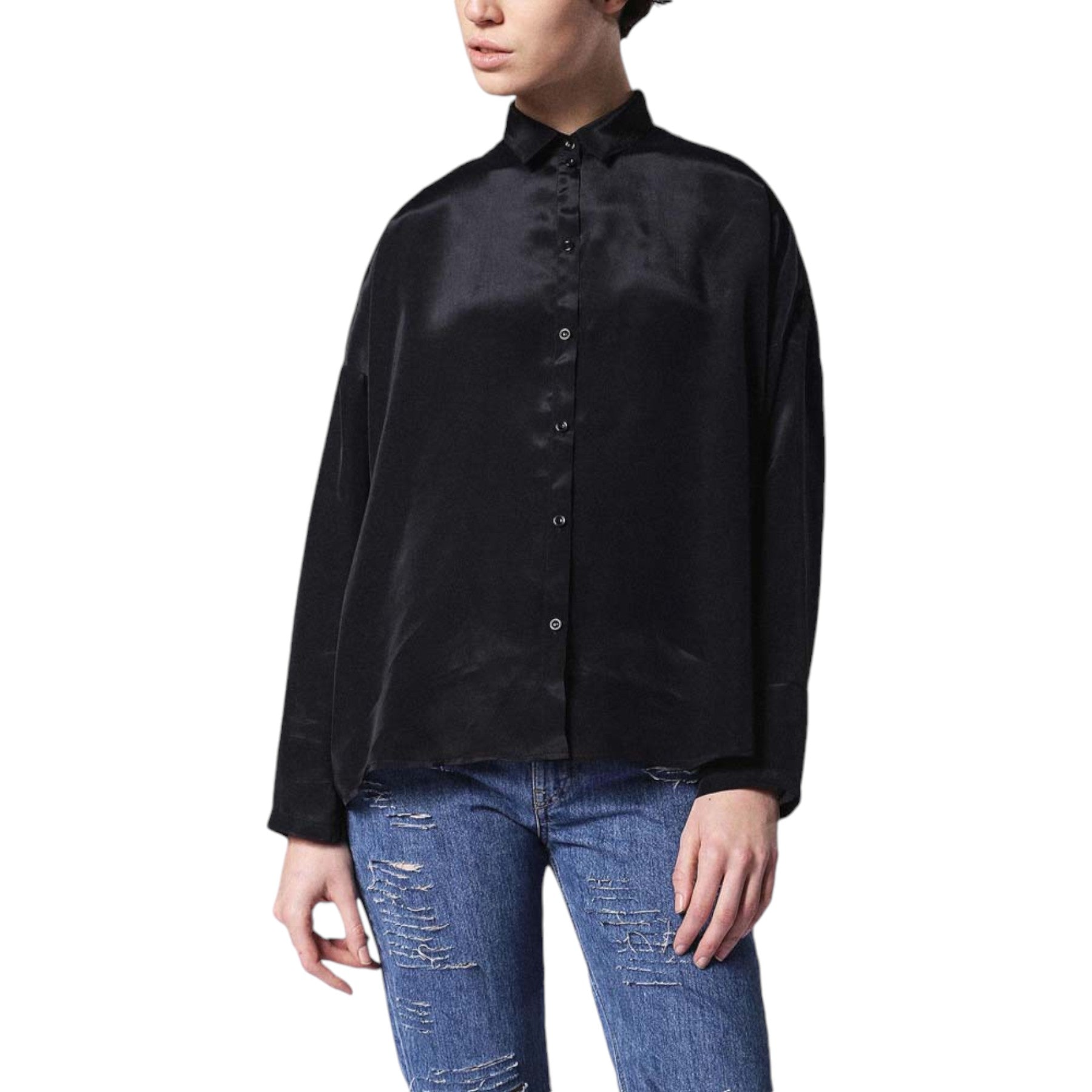 DIESEL C LURY Womens Shirt Long Sleeve Casual Ladies Plain Black Button Up Tops