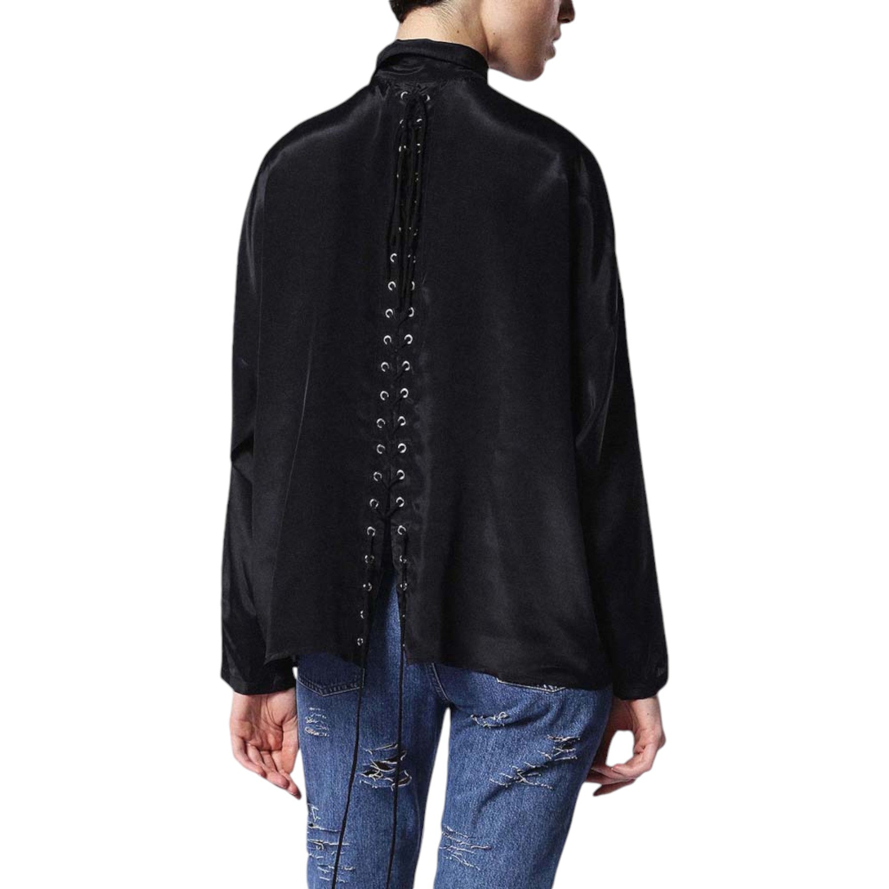 DIESEL C LURY Womens Shirt Long Sleeve Casual Ladies Plain Black Button Up Tops