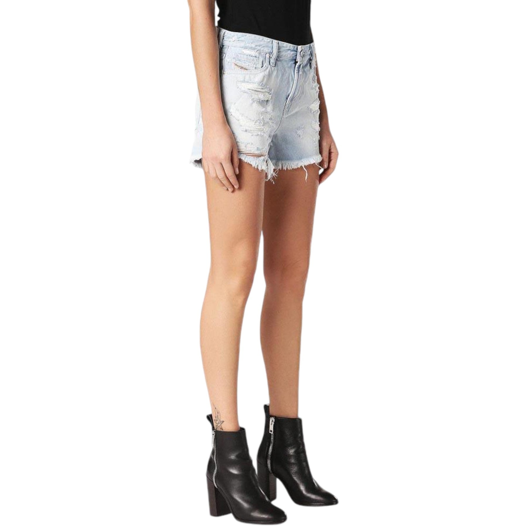 DIESEL DE Telve 0689U Womens Sexy Shorts Distressed Faded Vintage Denim Jeans
