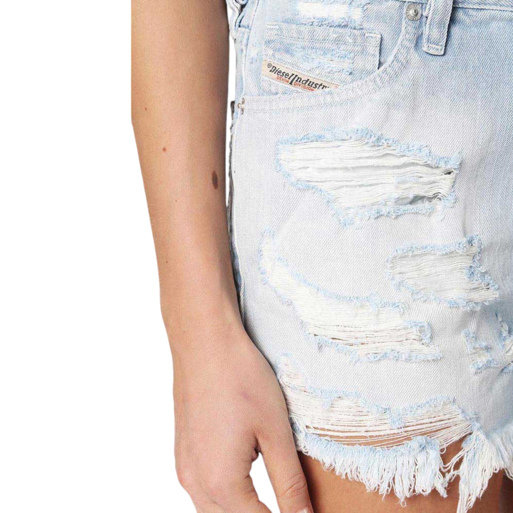 DIESEL DE Telve 0689U Womens Sexy Shorts Distressed Faded Vintage Denim Jeans