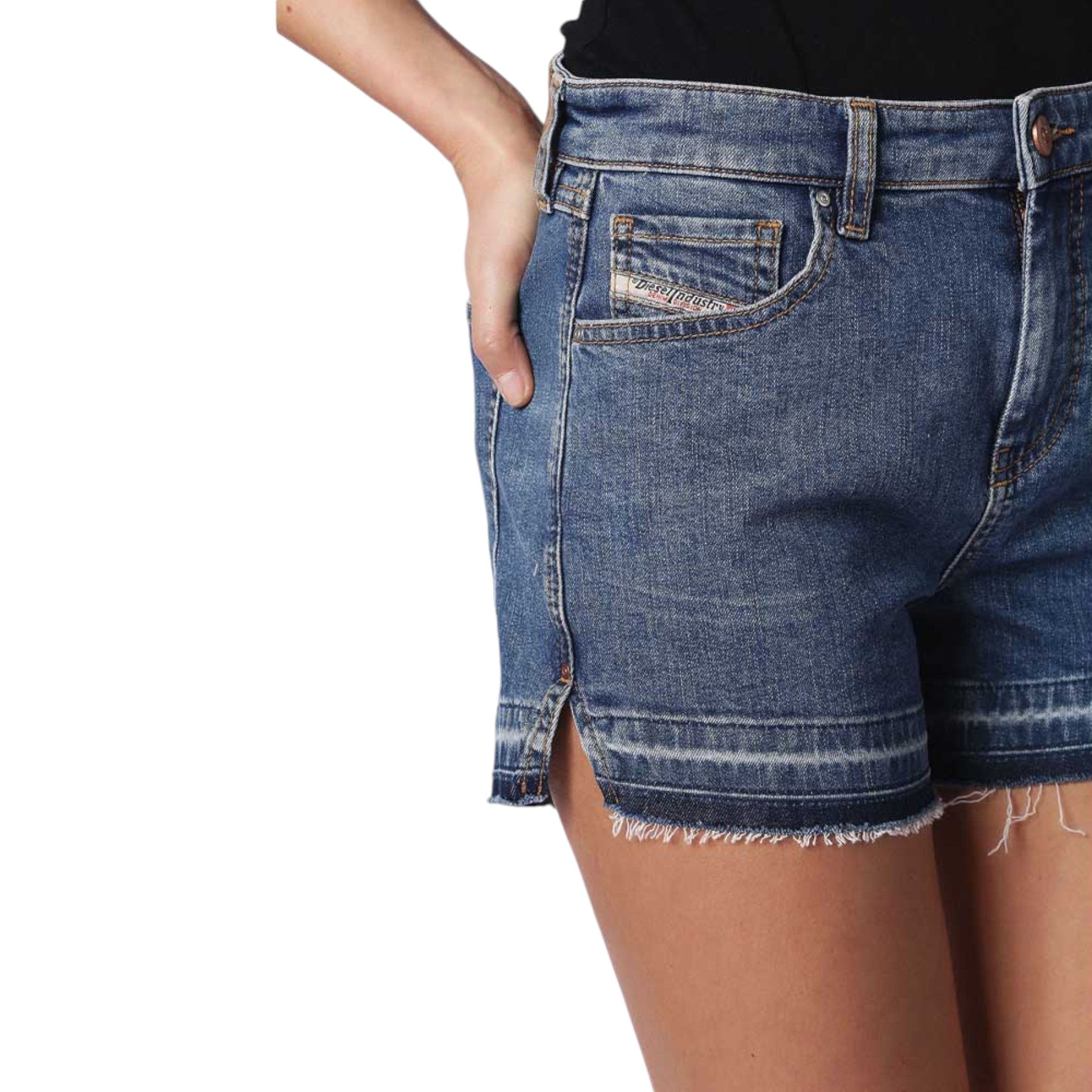 DIESEL DE SABY 0KARG Women Denim Jeans Shorts Raw edge Vintage Slim Sexy Shorts