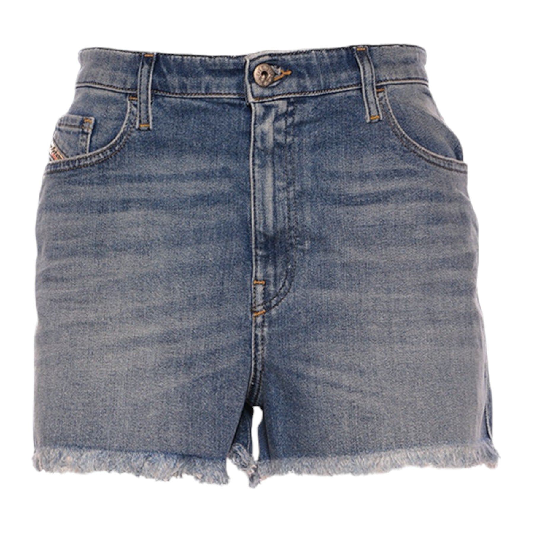 DIESEL DE NICO RK84X Women Denim Shorts Blue Raw edge Vintage Slim Jeans Shorts