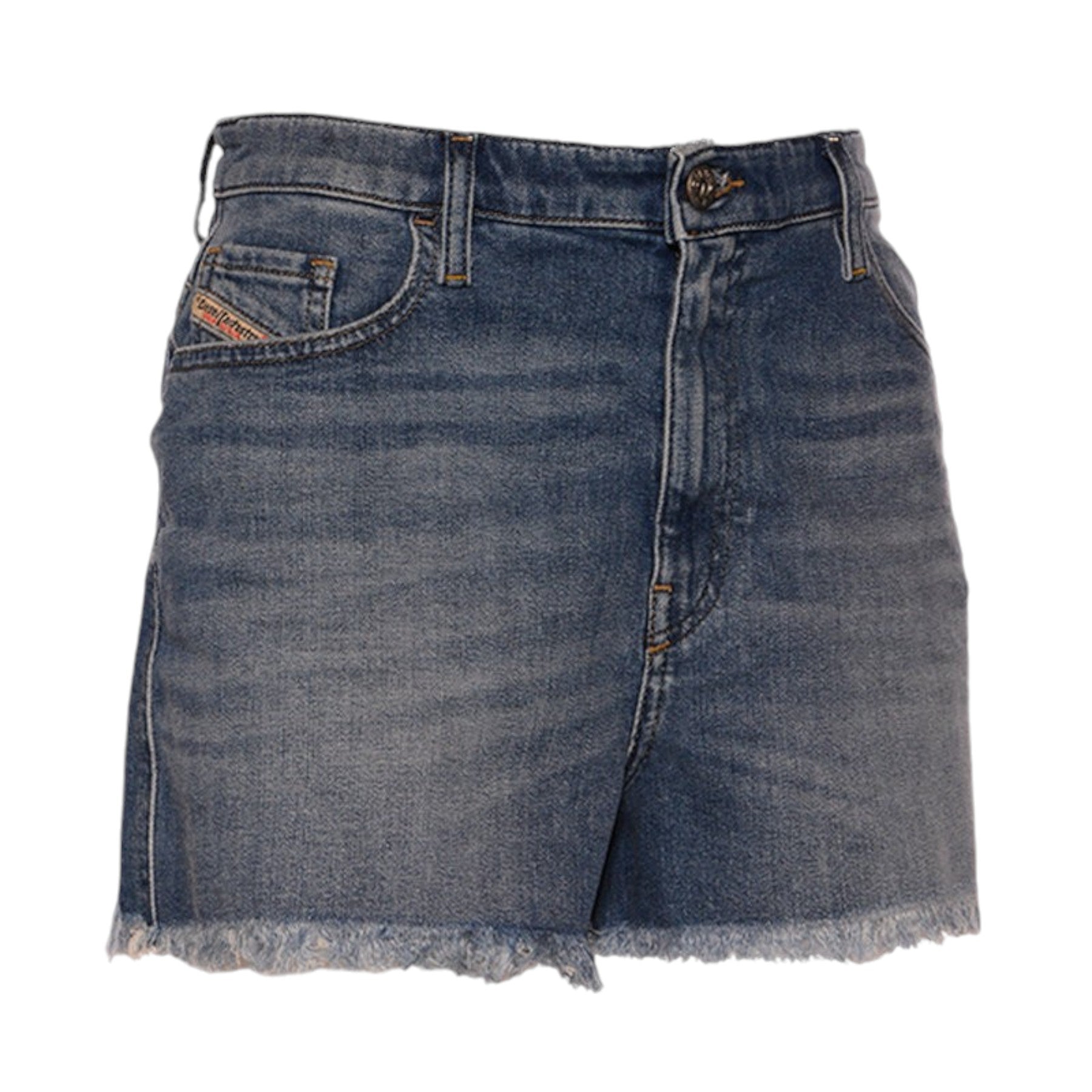 DIESEL DE NICO RK84X Women Denim Shorts Blue Raw edge Vintage Slim Jeans Shorts