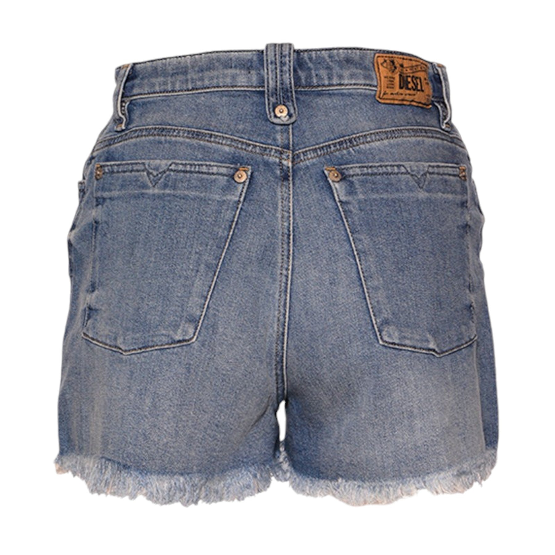 DIESEL DE NICO RK84X Women Denim Shorts Blue Raw edge Vintage Slim Jeans Shorts