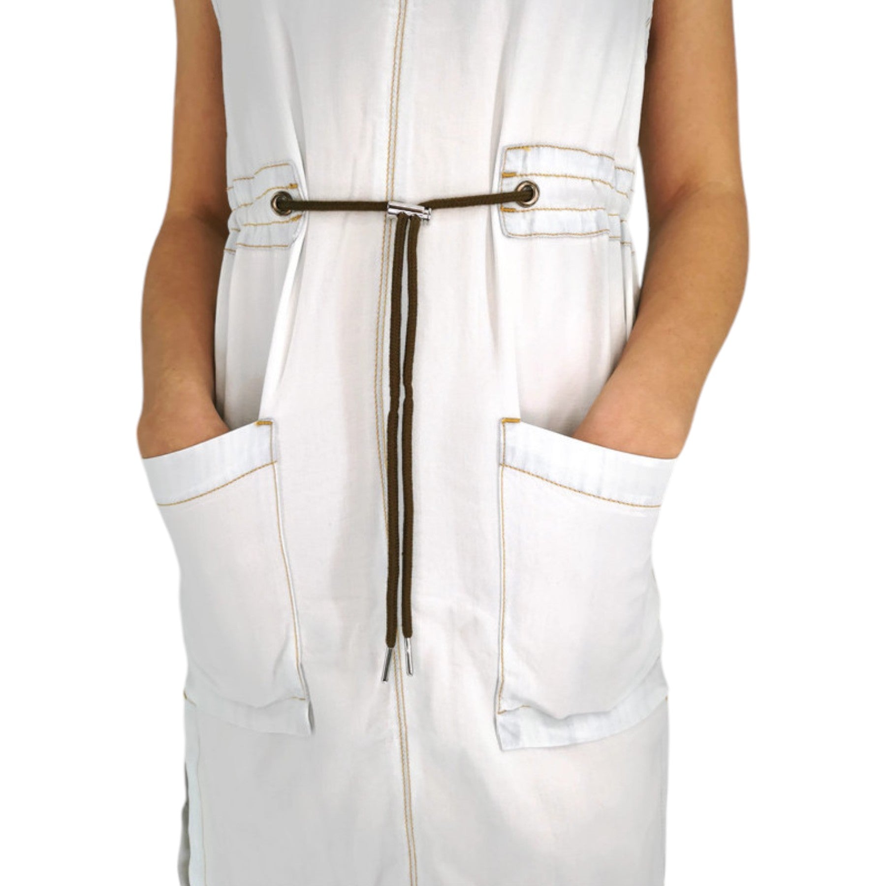 DIESEL R CHAD Womens Dress Sleeveless Lyocell Casual Summer Party Wear White Top