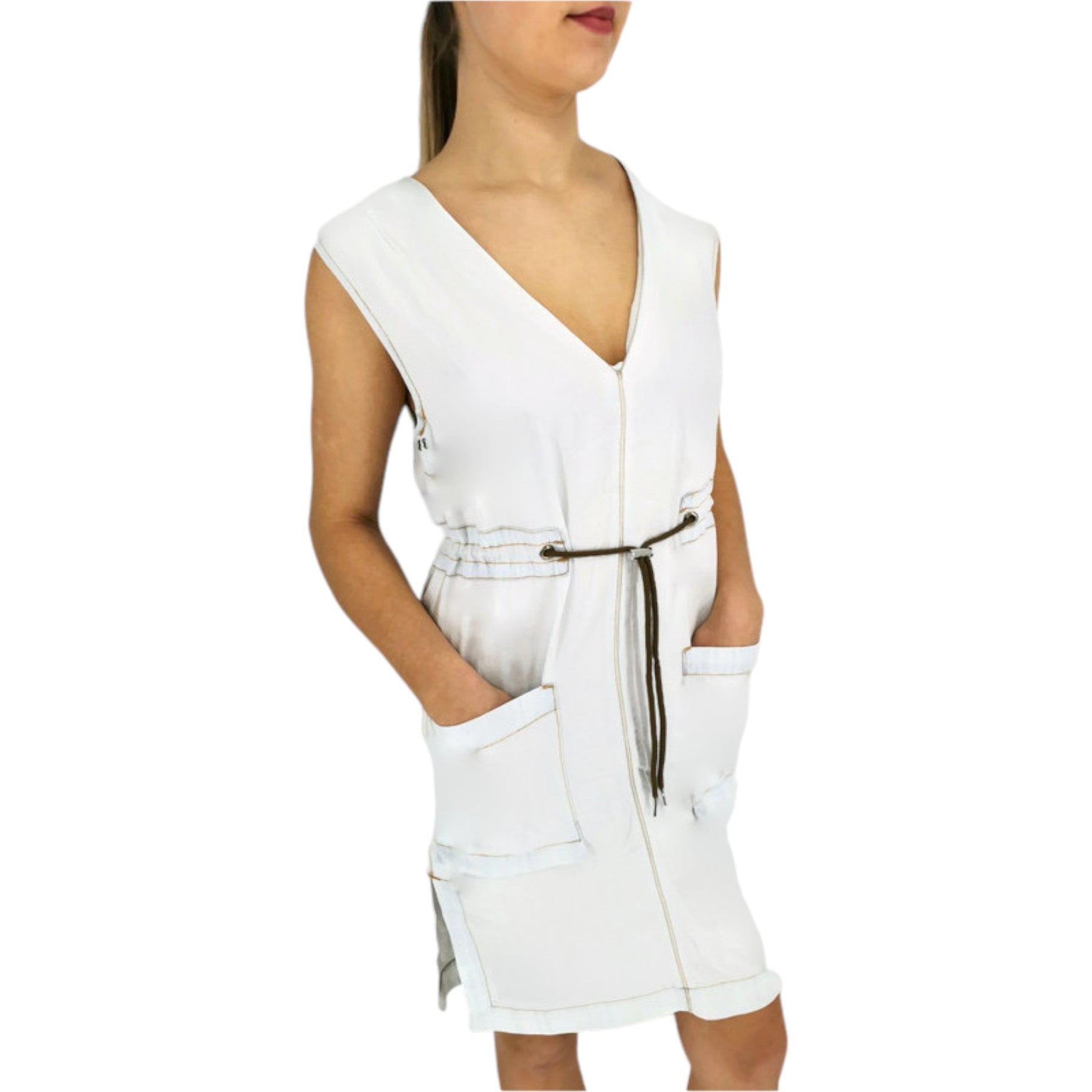 DIESEL R CHAD Womens Dress Sleeveless Lyocell Casual Summer Party Wear White Top