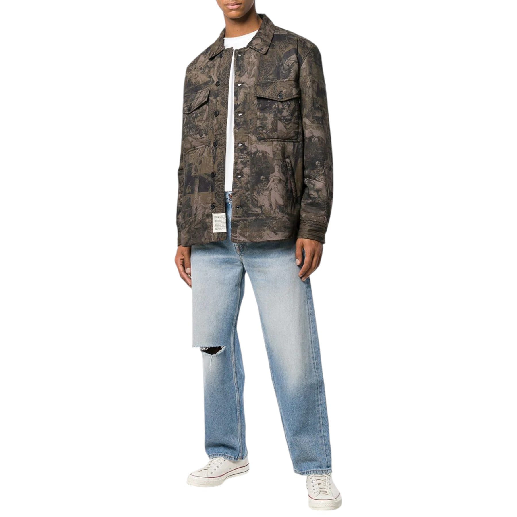 DIESEL S LATE PADD A Mens Shirt Jacket Graphical Prints Casual Camouflage Coat