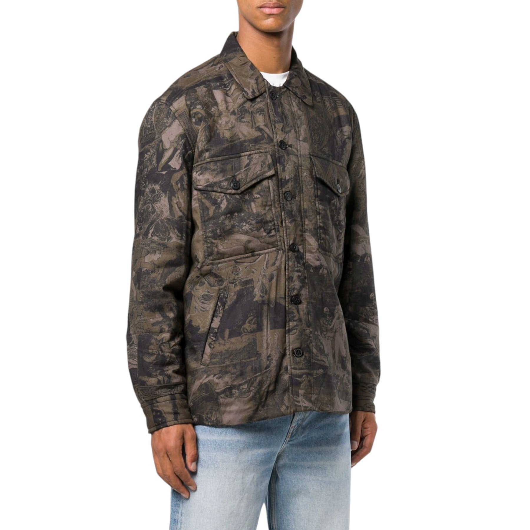 DIESEL S LATE PADD A Mens Shirt Jacket Graphical Prints Casual Camouflage Coat