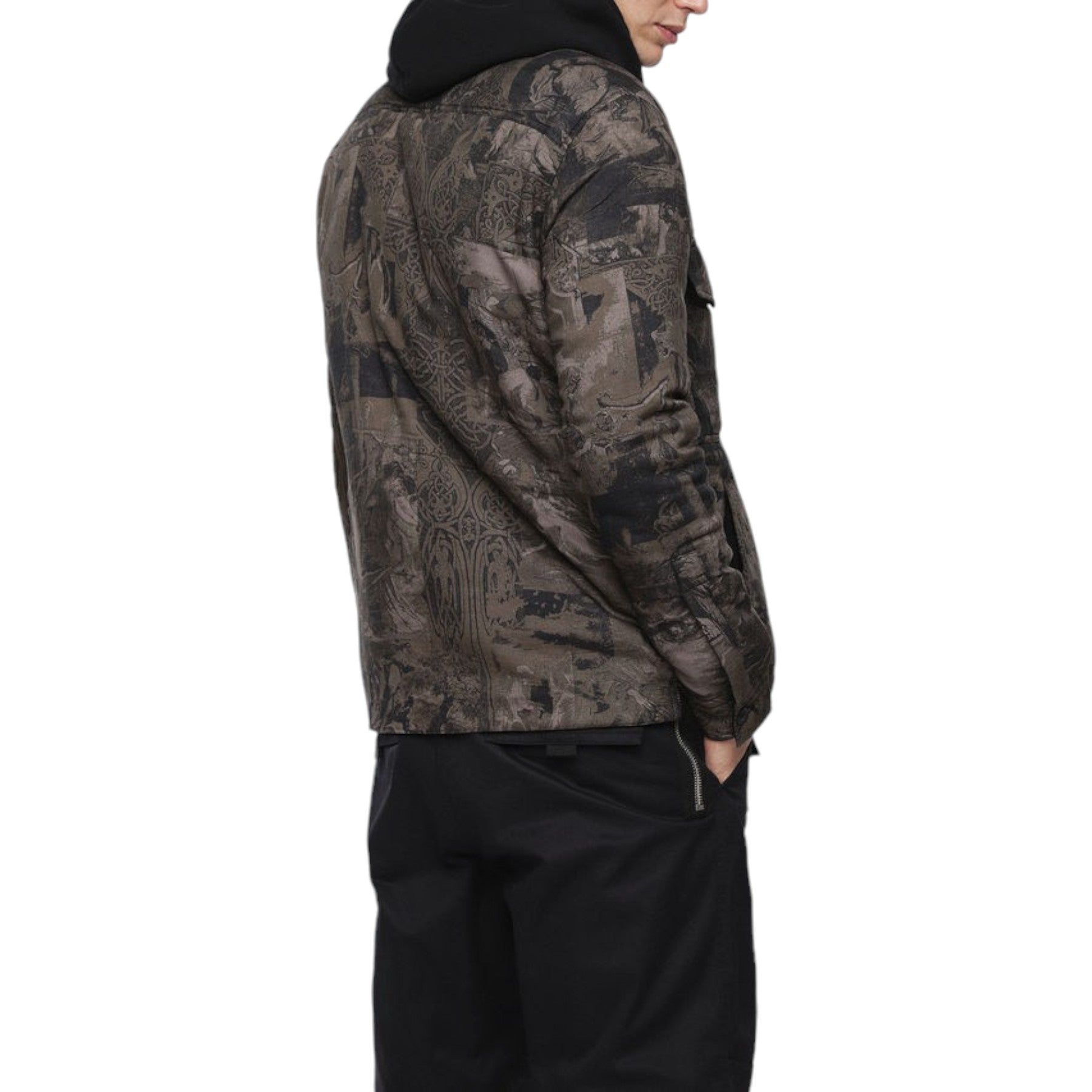 DIESEL S LATE PADD A Mens Shirt Jacket Graphical Prints Casual Camouflage Coat