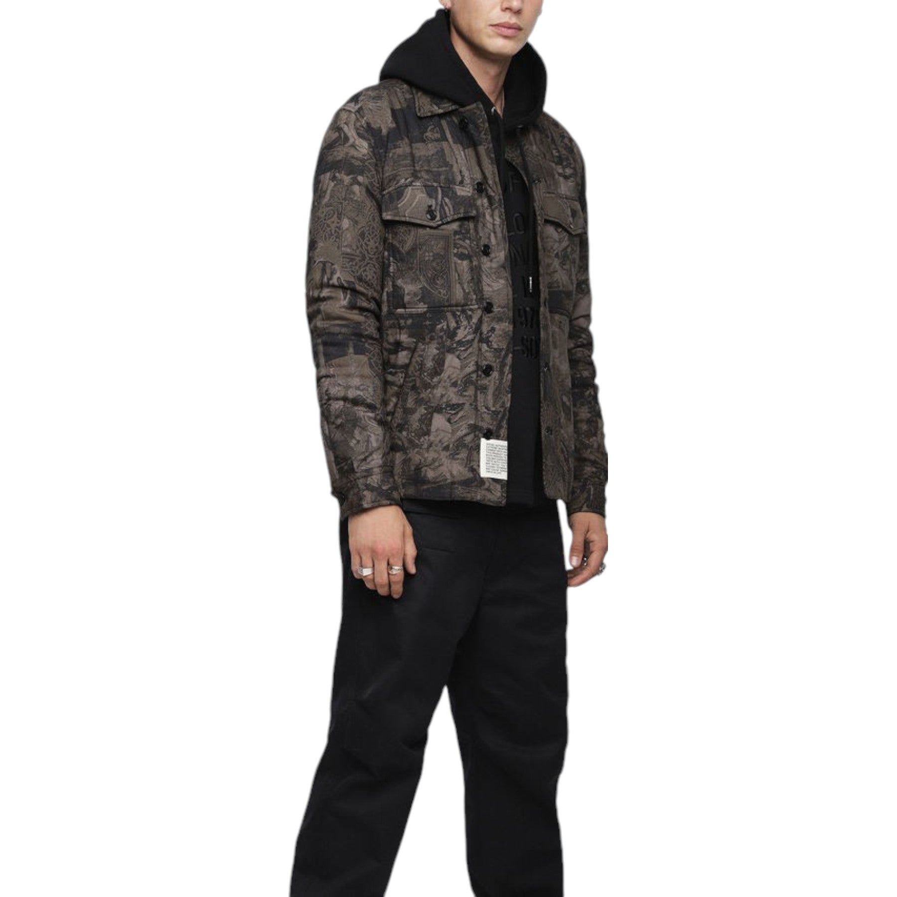 DIESEL S LATE PADD A Mens Shirt Jacket Graphical Prints Casual Camouflage Coat