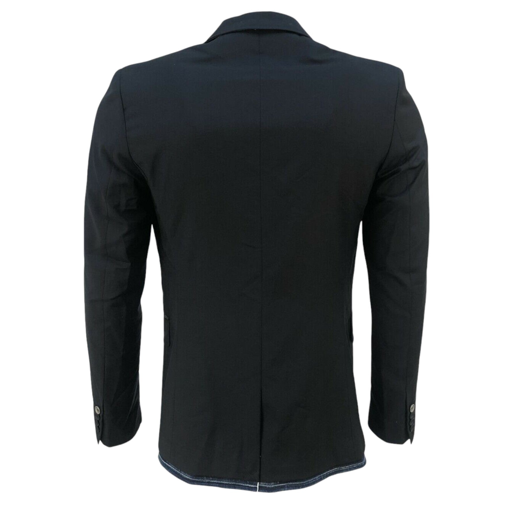 DIESEL J LUSH Mens Blazer Jacket Denim Trim Wool Double Button Casual Black Coat