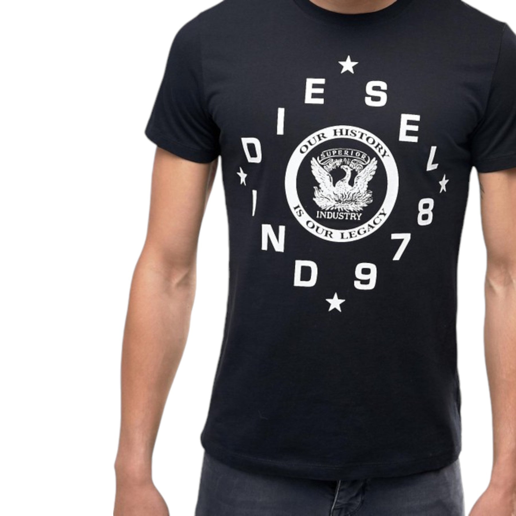 DIESEL T DIEGO HE Mens T-Shirt Crew Neck Short Sleeve Casual Black Summer Tee