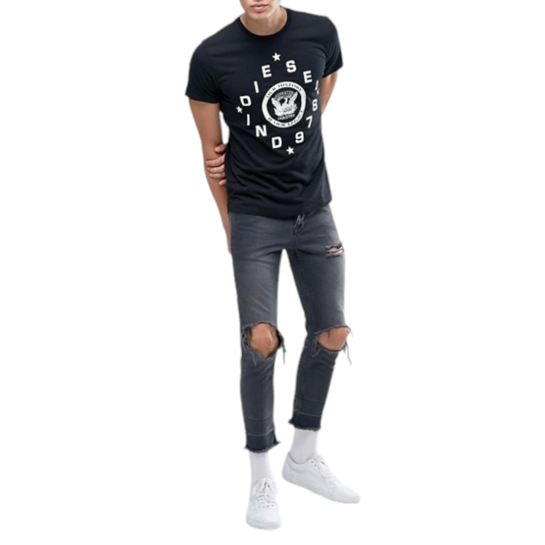 DIESEL T DIEGO HE Mens T-Shirt Crew Neck Short Sleeve Casual Black Summer Tee