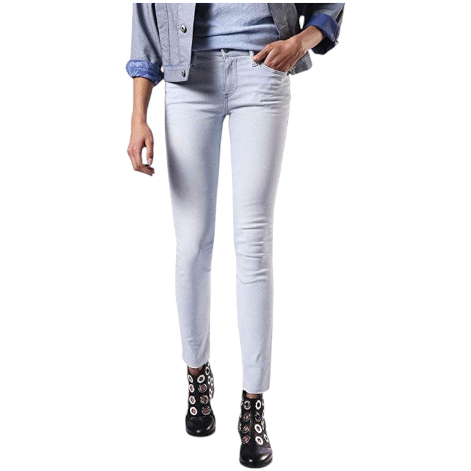 DIESEL SKINZEE 084EY Womens Denim Jeans Slim Fit Trouser Casual Light Blue Pants