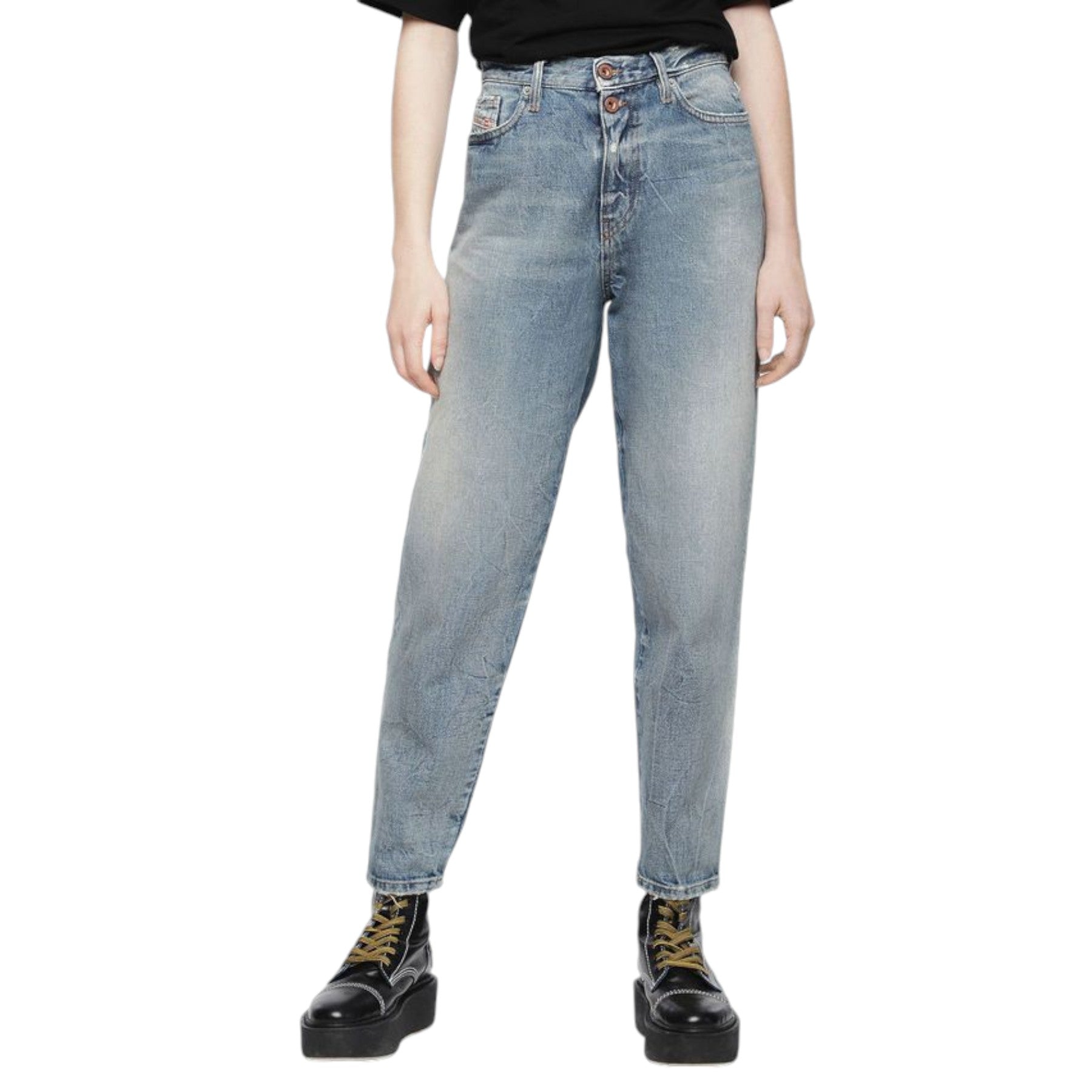 DIESEL ALYS 084WV Womens Denim Jeans Regular Fit Casual Light Blue Pants Italy