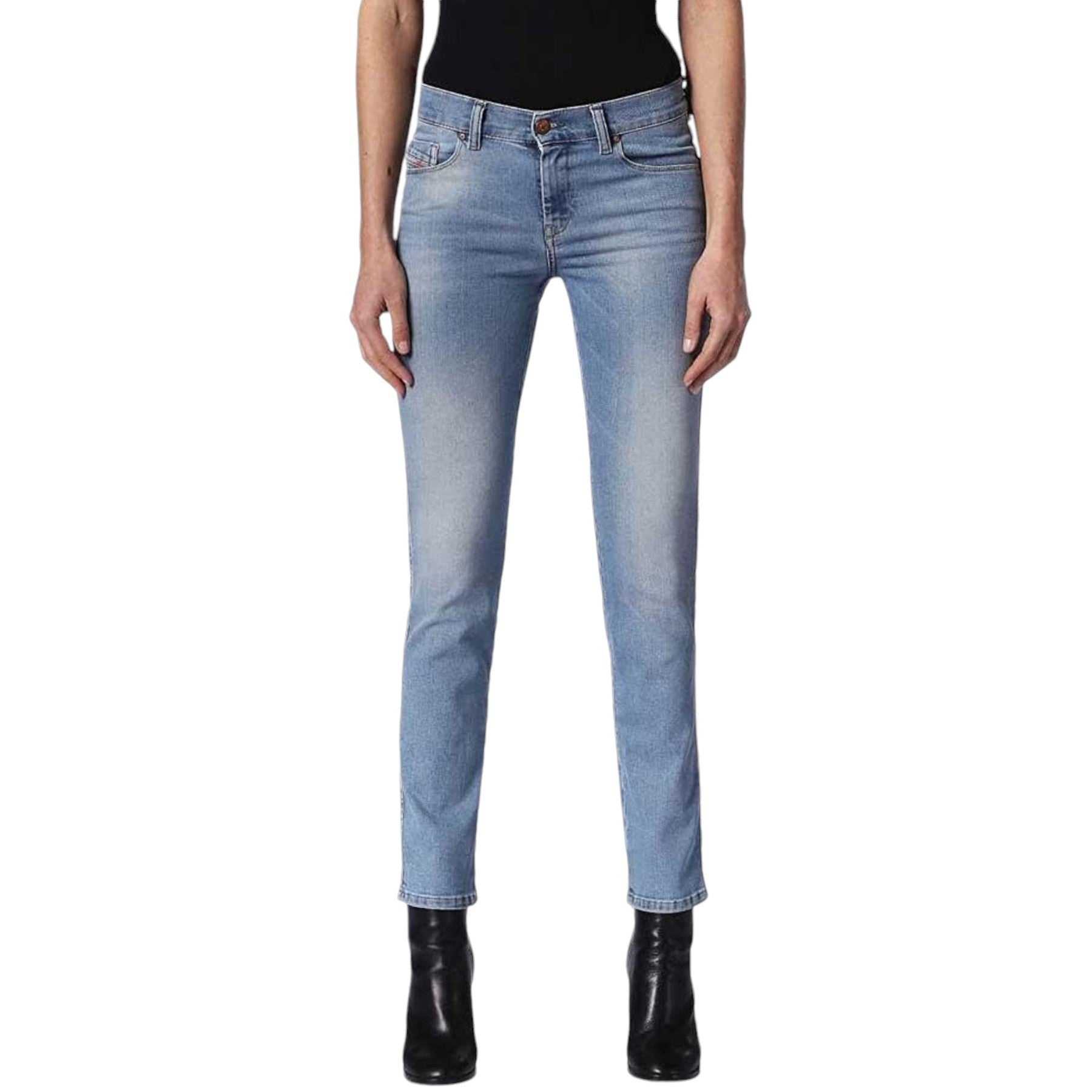 DIESEL SANDY 084RH Womens Denim Jeans Faded Regular Slim Fit Casual Blue Pants