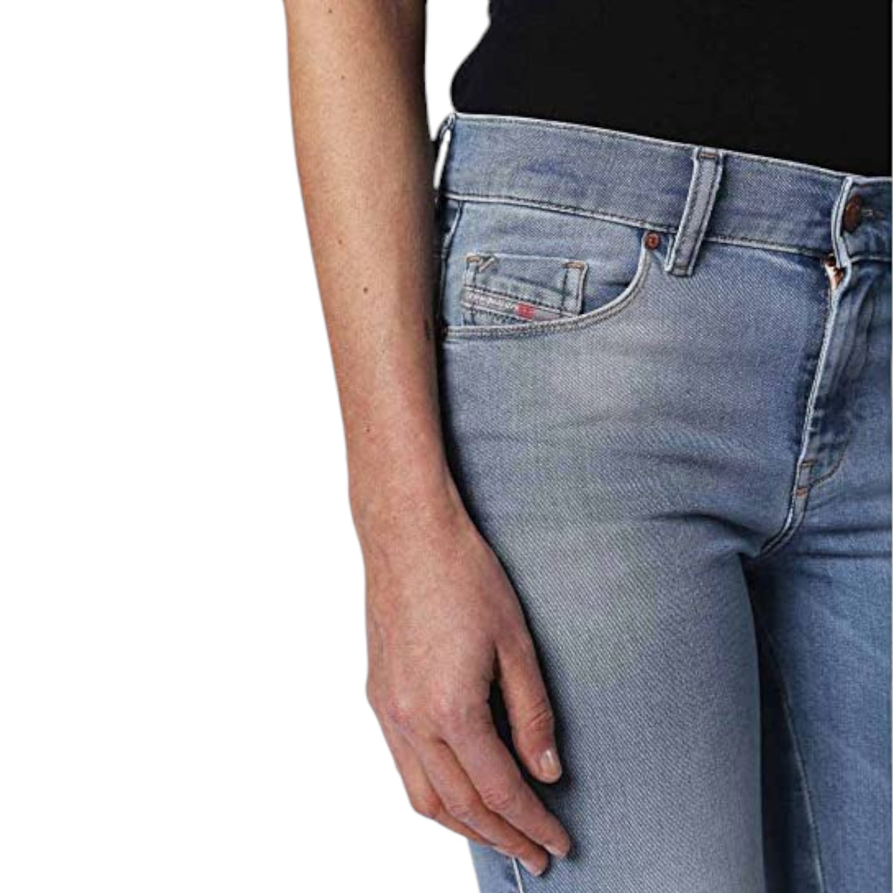 DIESEL SANDY 084RH Womens Denim Jeans Faded Regular Slim Fit Casual Blue Pants