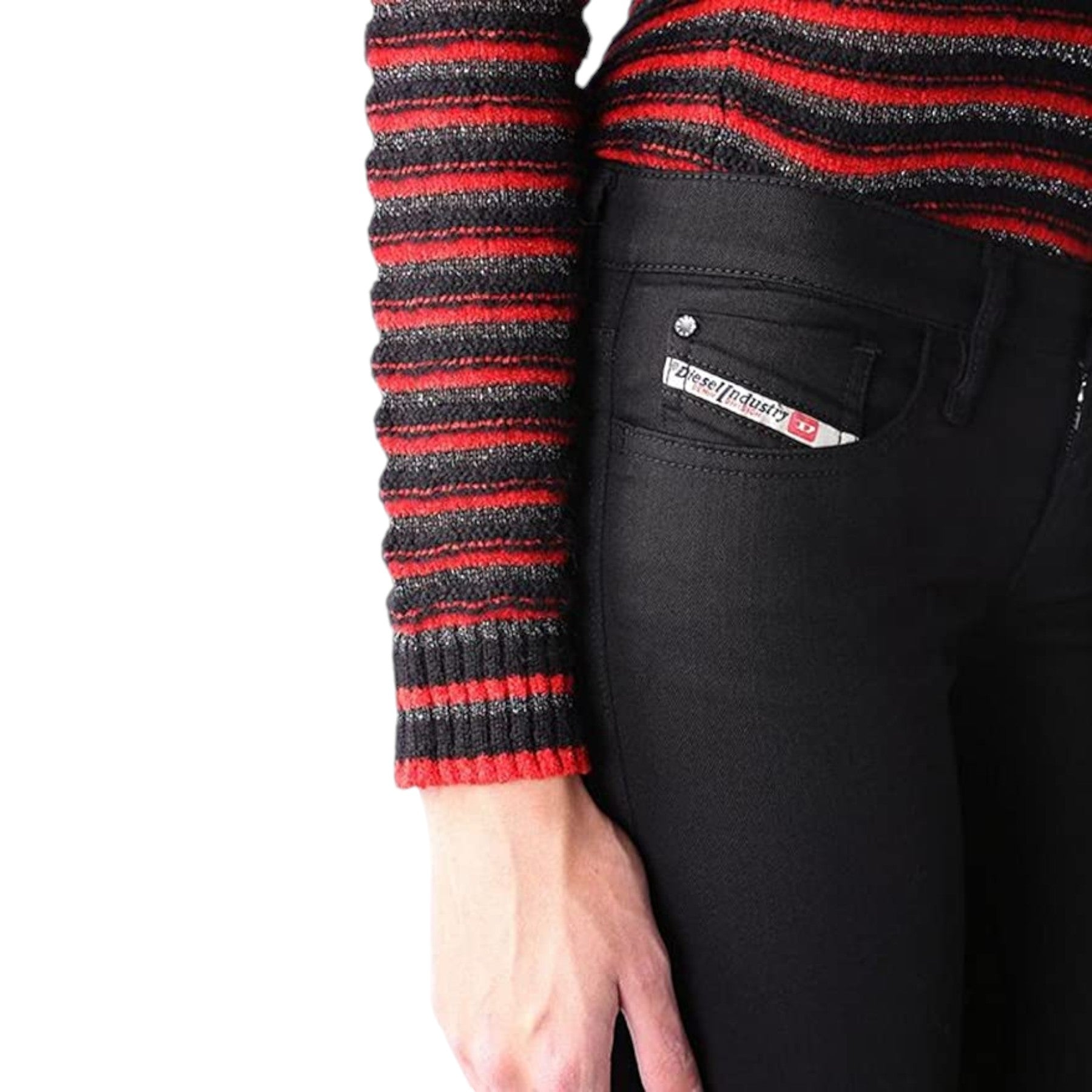 DIESEL SKINZEE LOW 0813E Womens Denim Jeans Stretch Trouser Casual Black Pants