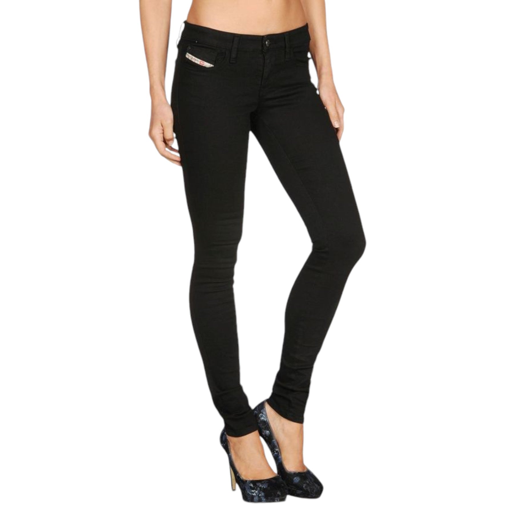 DIESEL SKINZEE LOW 0813E Womens Denim Jeans Stretch Trouser Casual Black Pants