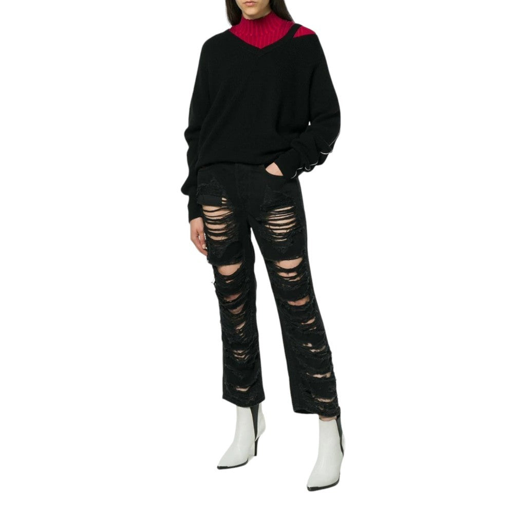 DIESEL ARYEL 084WH Womens Denim Jeans Regular Fit Ripped Trousers Casual Pant