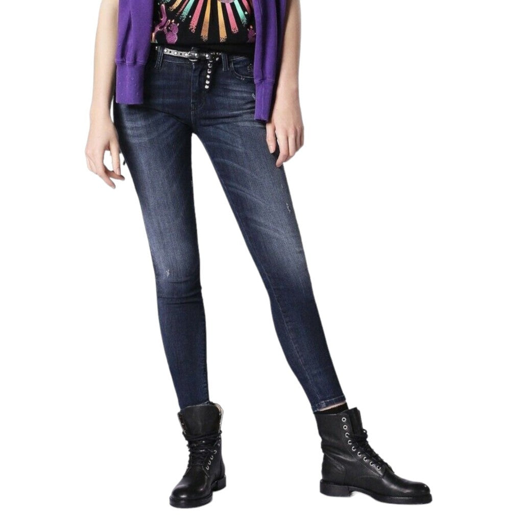 DIESEL SLANDY 084MZ Womens Denim Jeans Super Slim Faded Trouser Casual Blue Pant