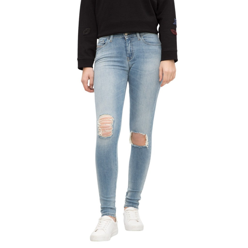 DIESEL SLANDY 084MT Womens Denim Jeans Distressed Trouser Casual Blue Pant Italy