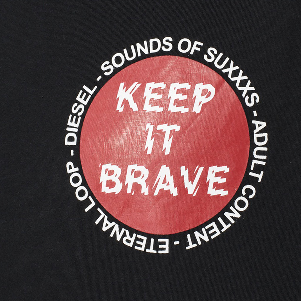 DIESEL T JUST XO Mens T-Shirt Short Sleeve Crew Neck Black Top Casual Cotton Tee