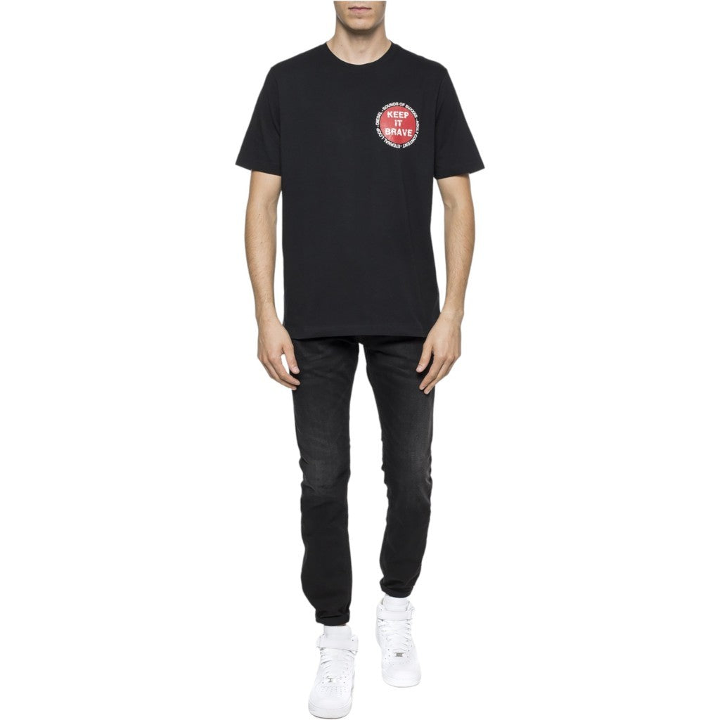 DIESEL T JUST XO Mens T-Shirt Short Sleeve Crew Neck Black Top Casual Cotton Tee