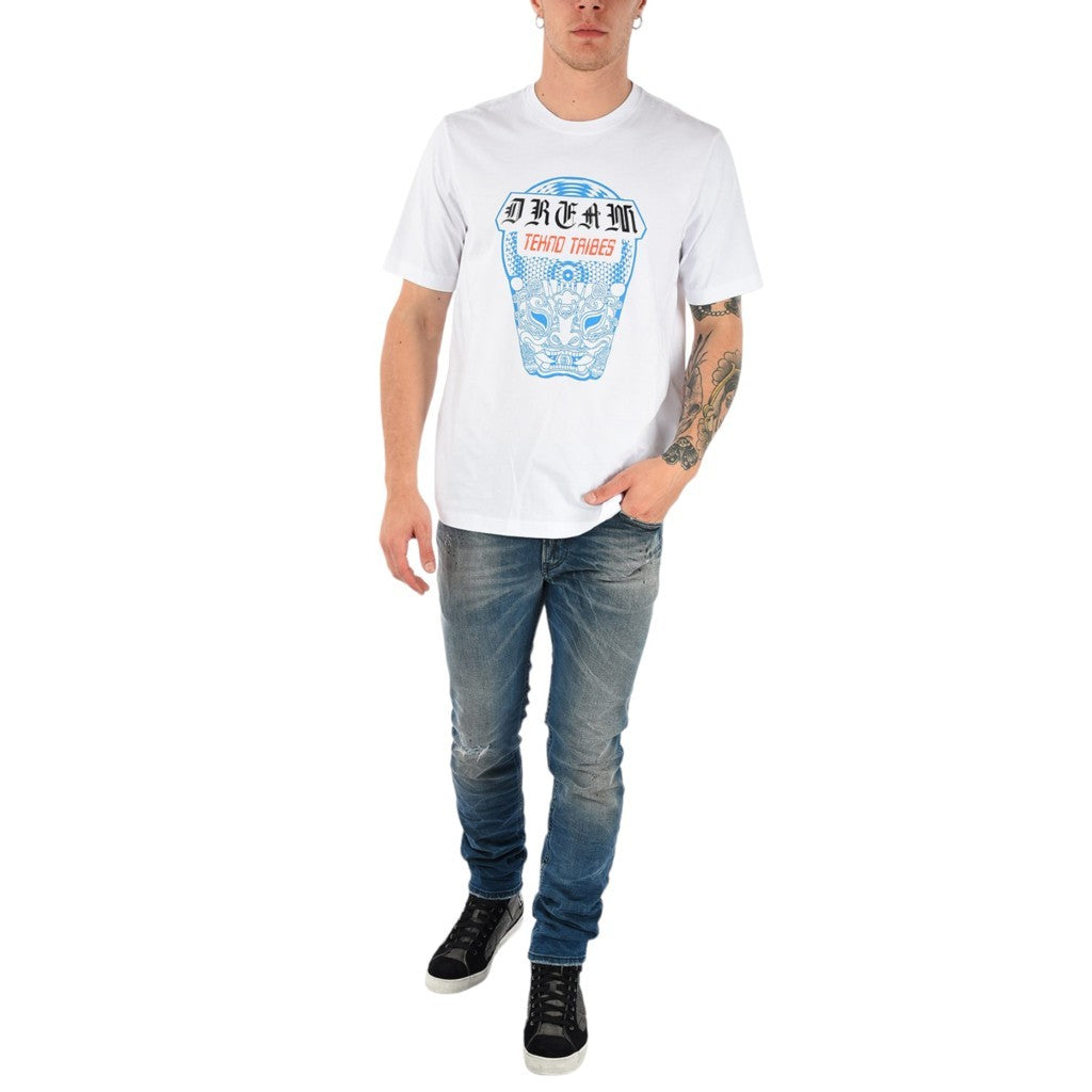 DIESEL T JUST WN Mens T-Shirt Short Sleeves Crew Neck Printed Casual White Tees