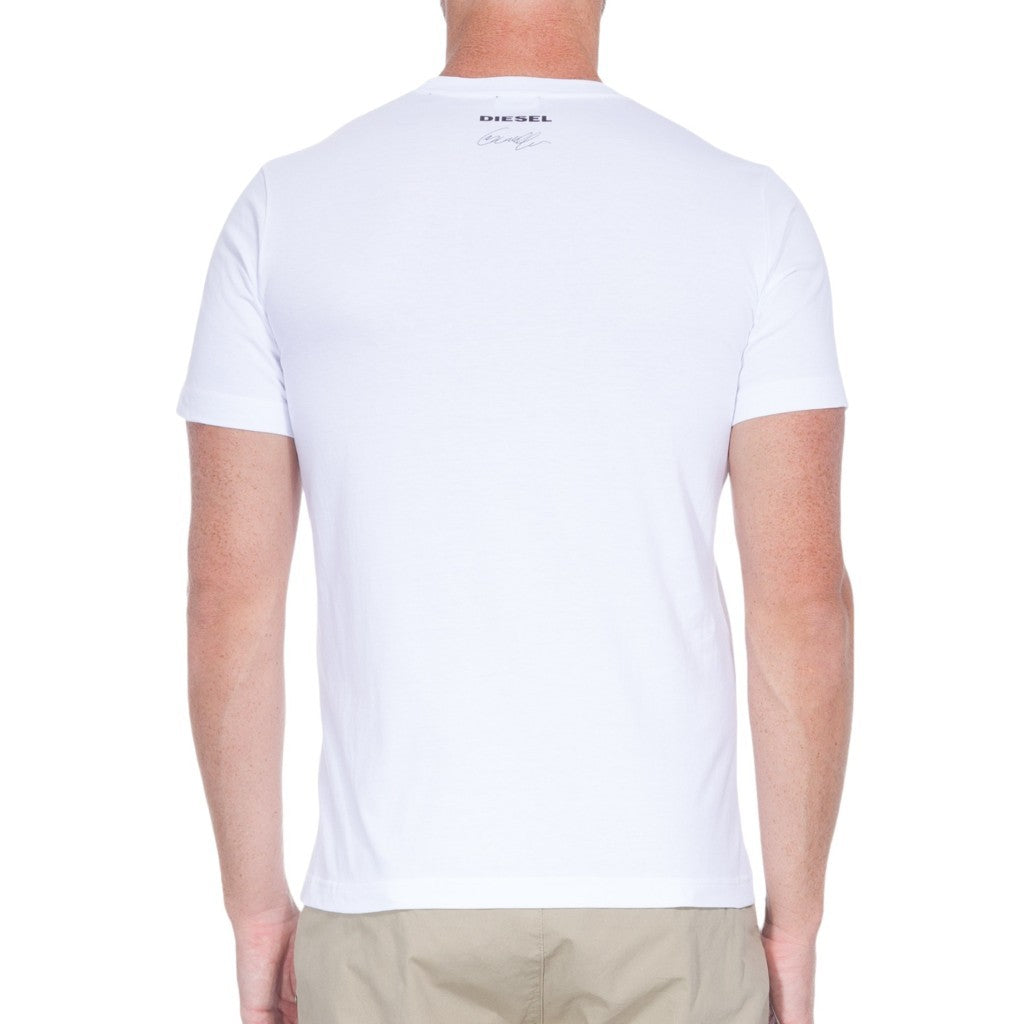 DIESEL T JOE RV 100 Mens T-Shirt Short Sleeve Ribbed Top Summer Casual White Tee