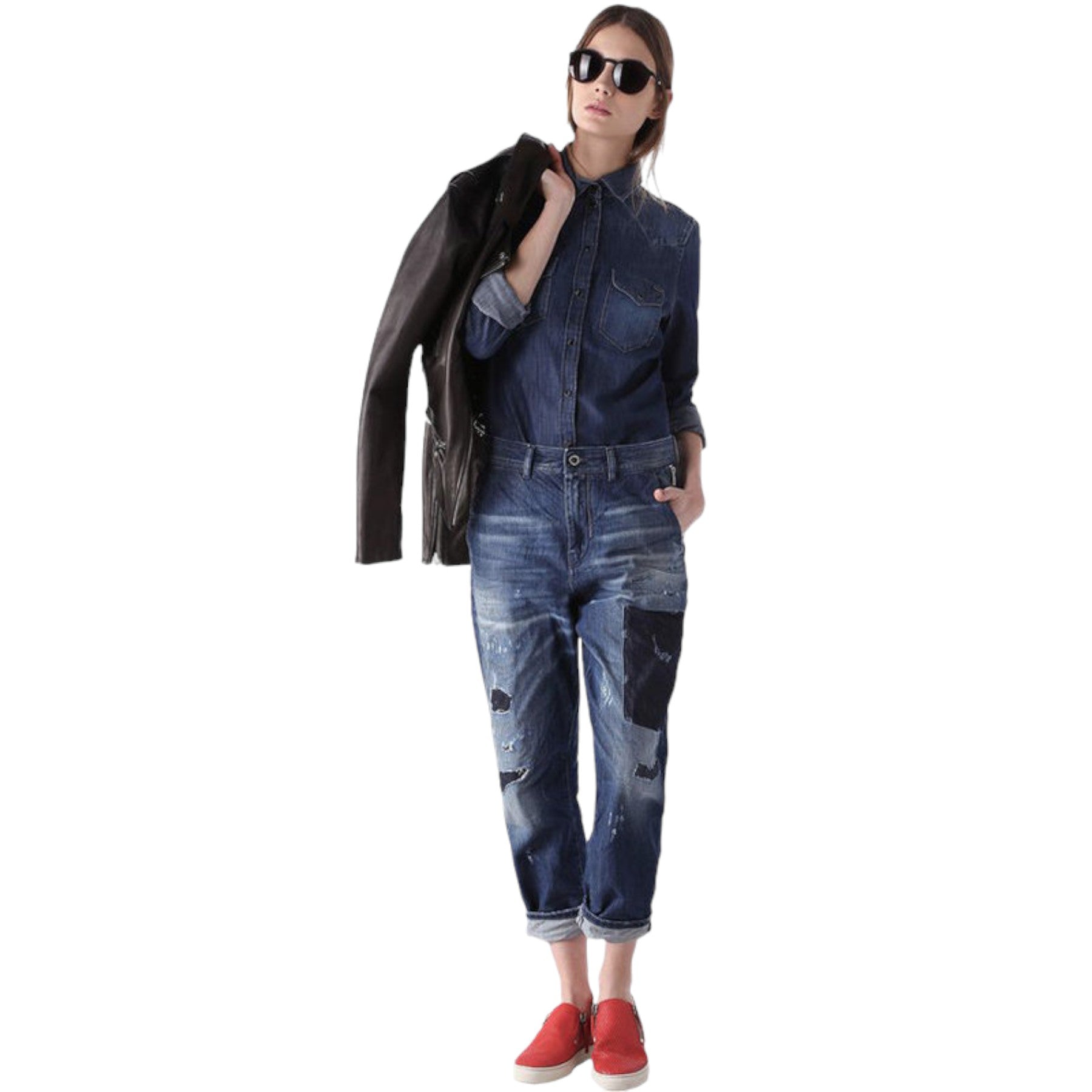 DIESEL DE PRATT Womens Denim Jeans Casual Shirt Ladies Top Cotton Elegant Blue