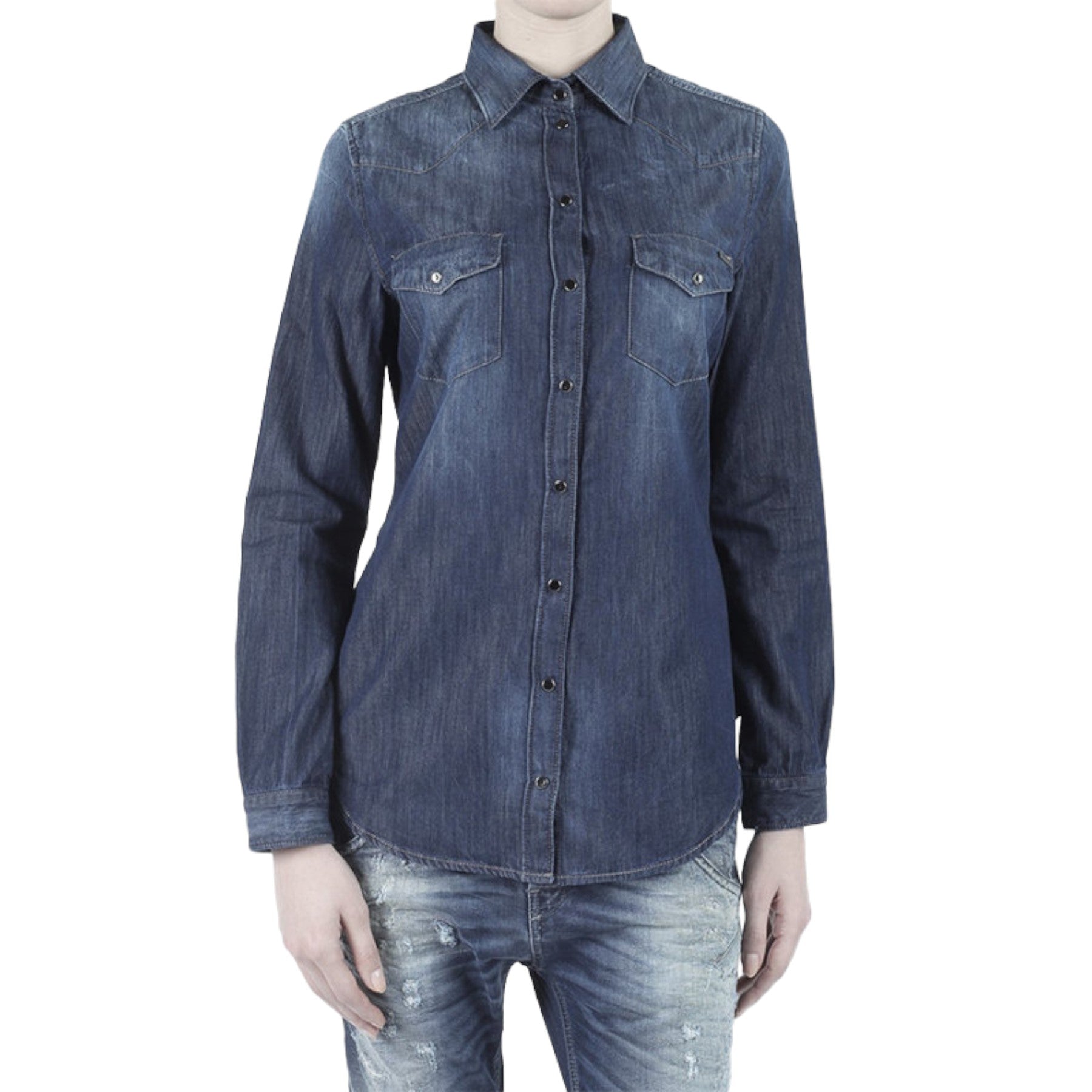 DIESEL DE PRATT Womens Denim Jeans Casual Shirt Ladies Top Cotton Elegant Blue