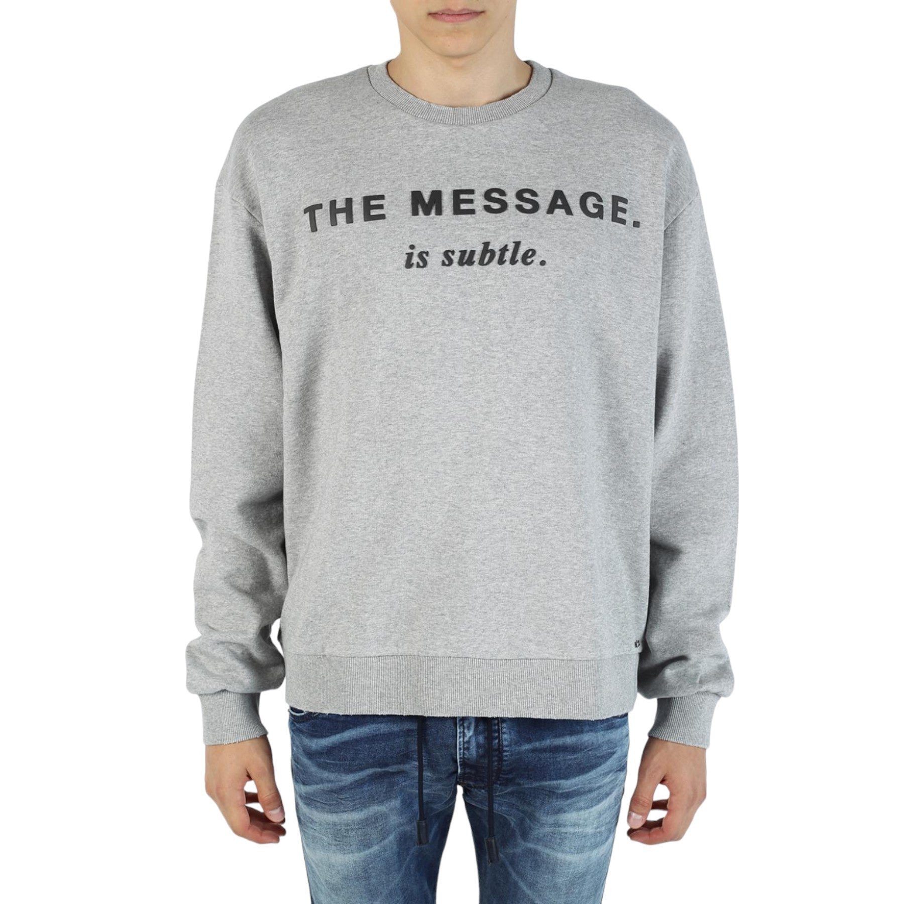 DIESEL S POND GR Mens Oversized Sweatshirt Crew Neck Winter Pullover Jumper Grey