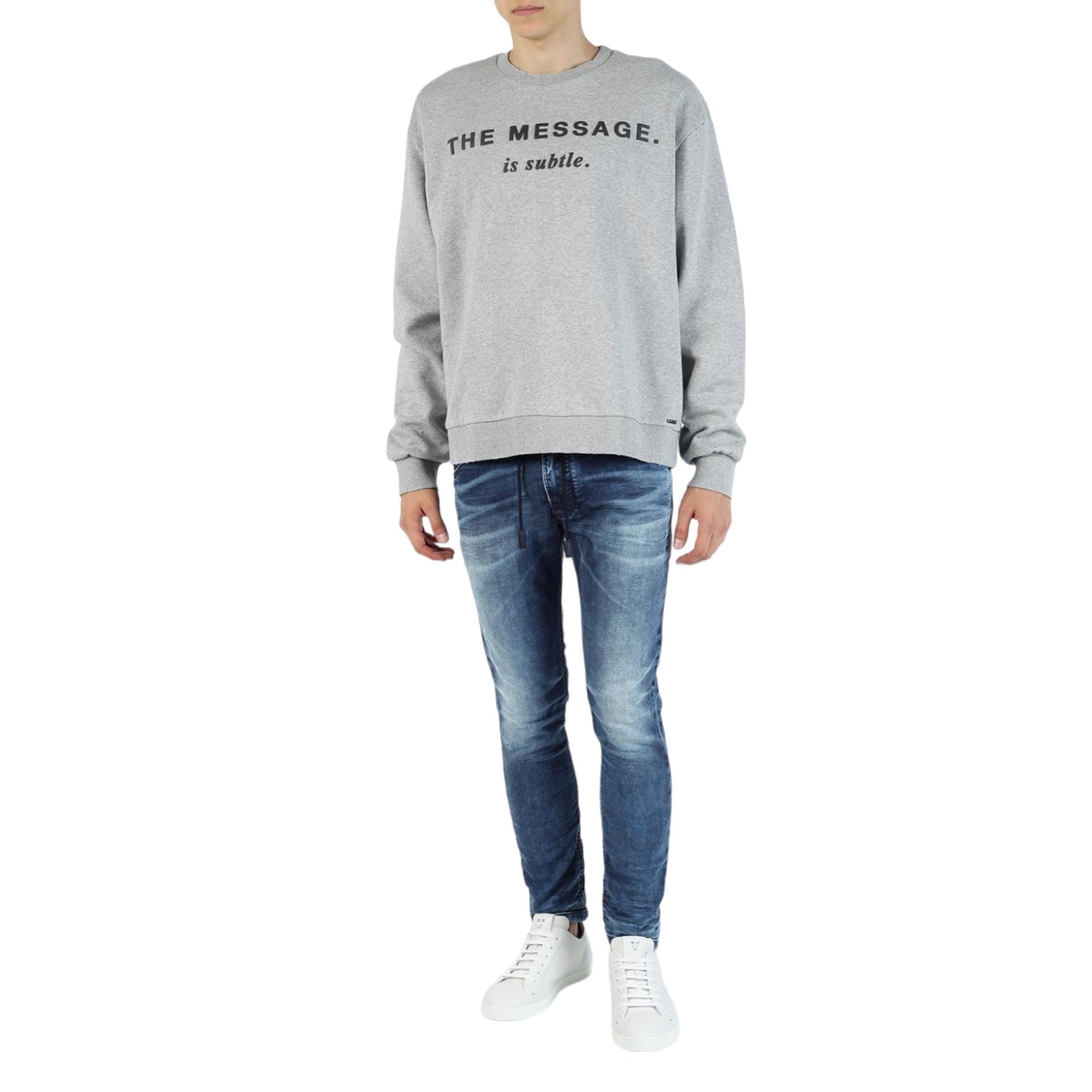 DIESEL S POND GR Mens Oversized Sweatshirt Crew Neck Winter Pullover Jumper Grey