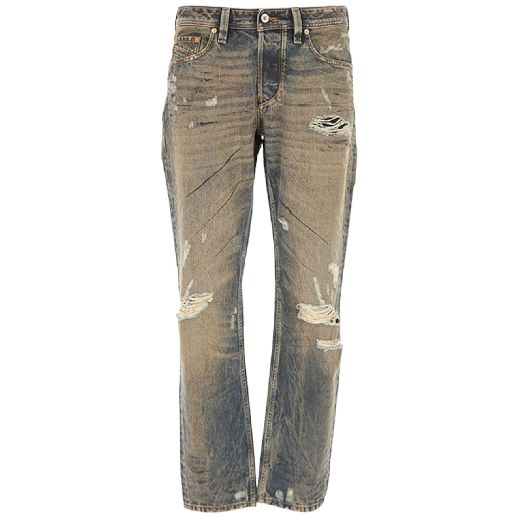 DIESEL LARKEE BEEX 084XB Mens Denim Jeans Regular Tapered Faded Distressed Pants