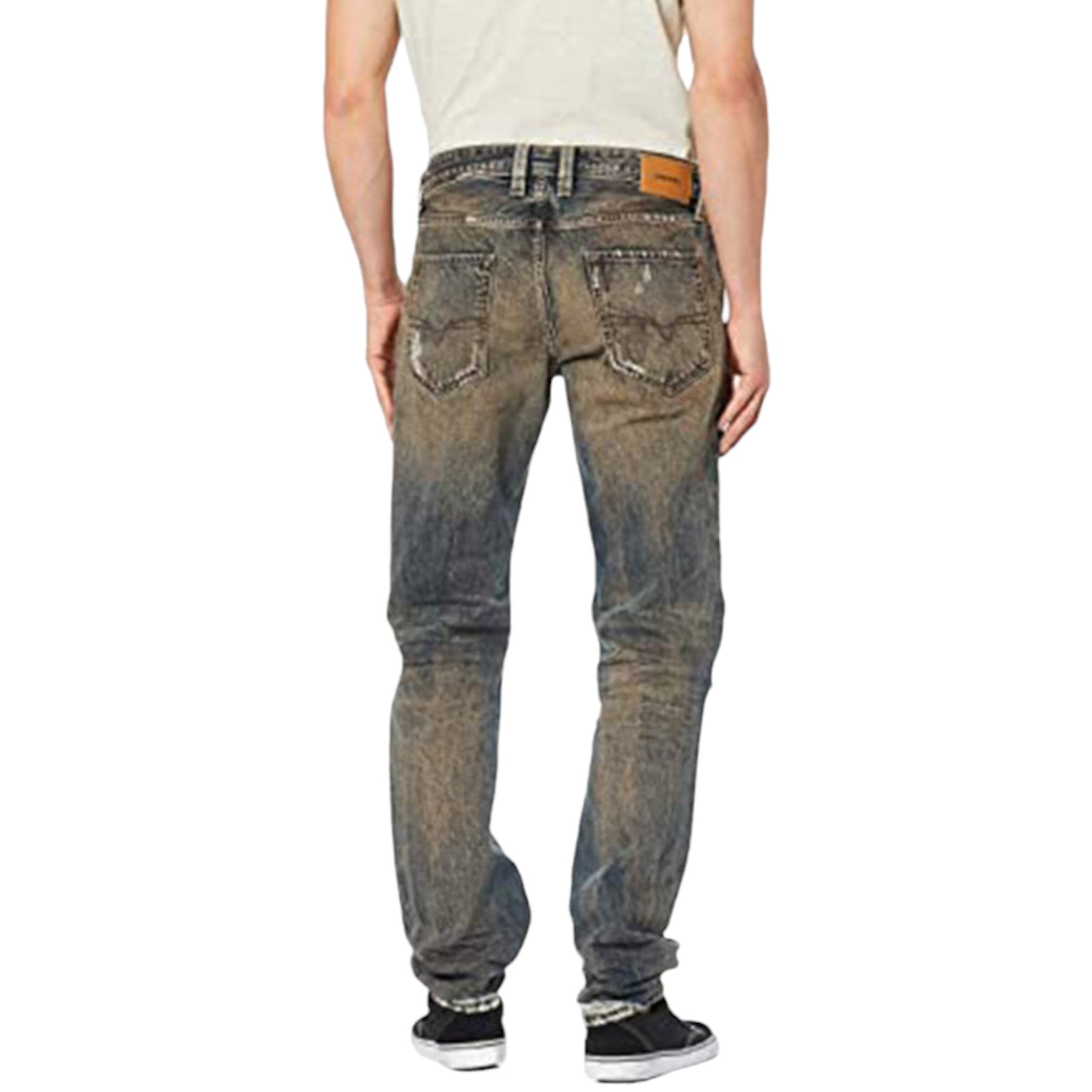 DIESEL LARKEE BEEX 084XB Mens Denim Jeans Regular Tapered Faded Distressed Pants