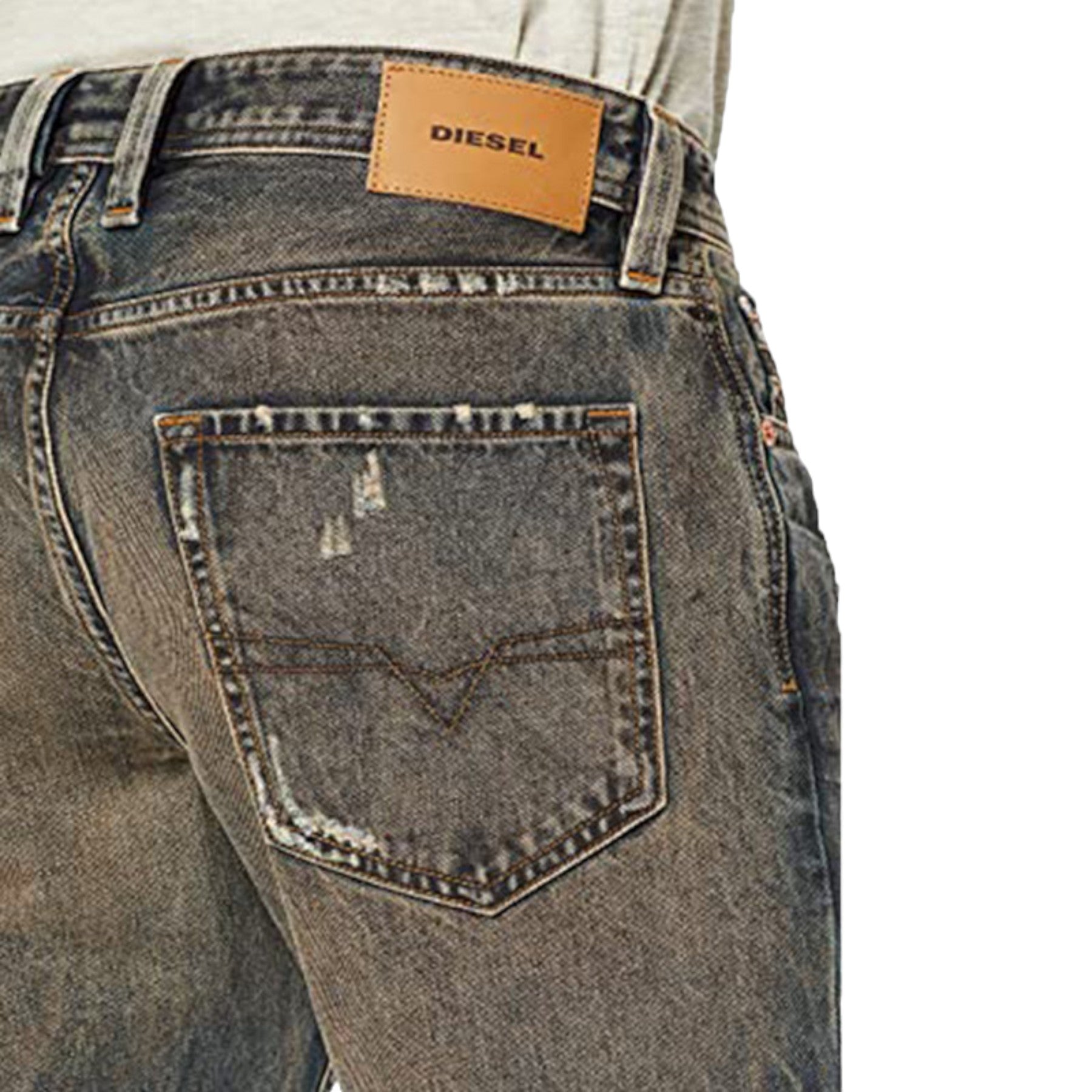 DIESEL LARKEE BEEX 084XB Mens Denim Jeans Regular Tapered Faded Distressed Pants