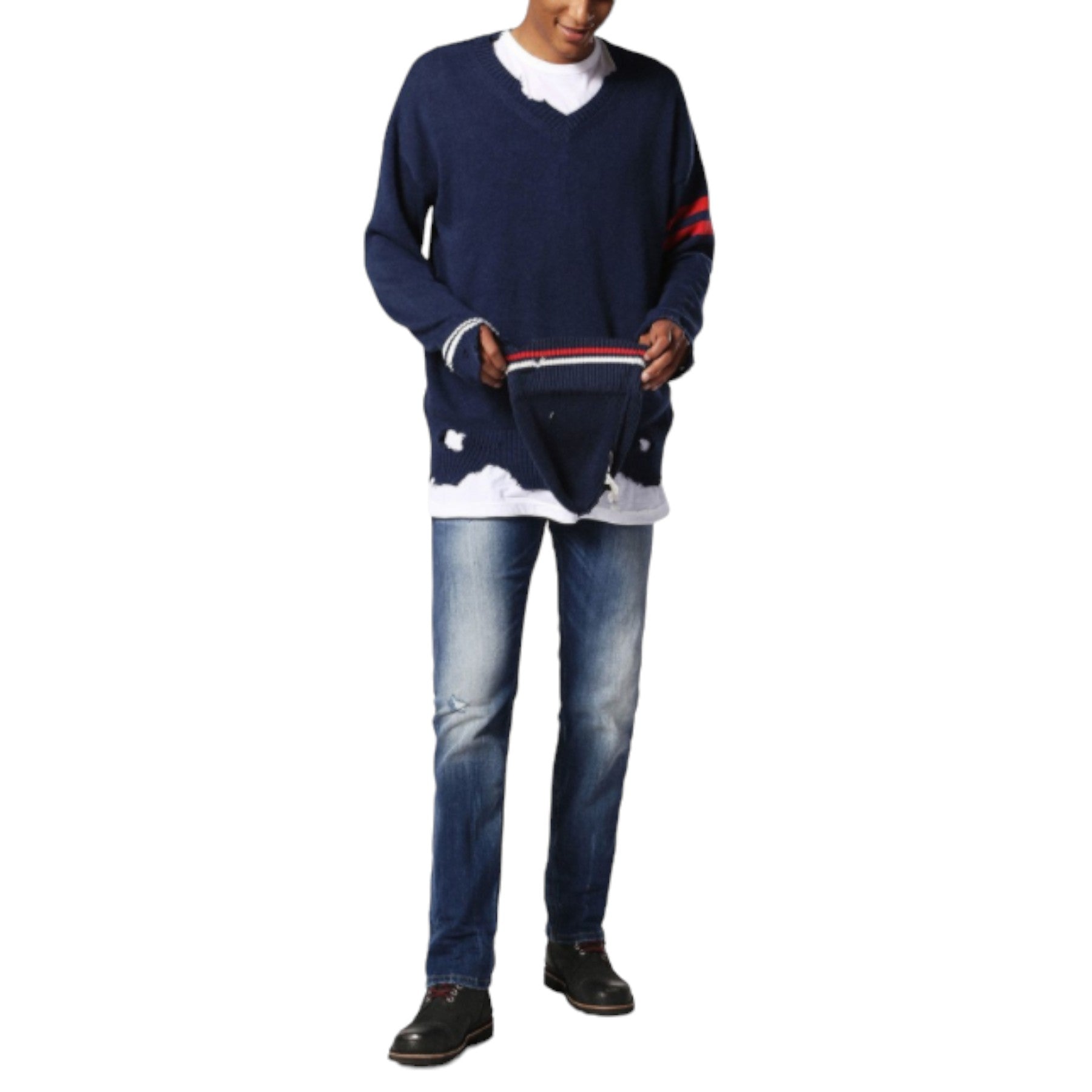 DIESEL AKEE 084GG Mens Denim Jeans Distressed Regular Slim Tapered Stretch Pants