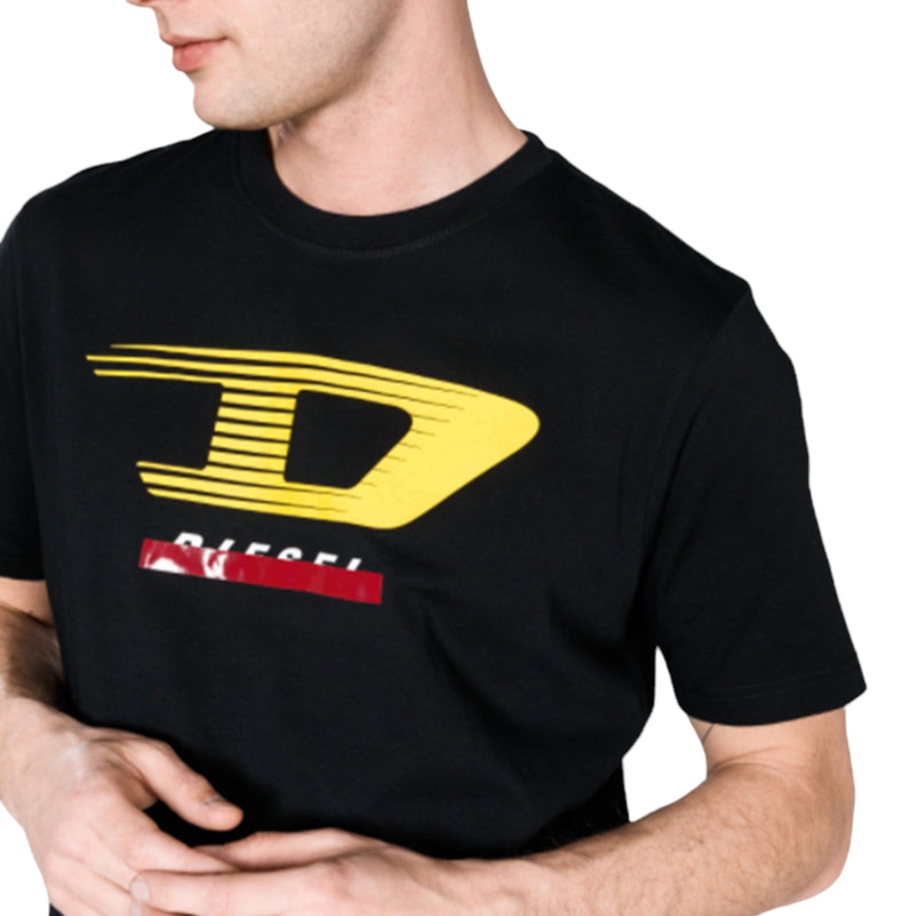 DIESEL T JUST Y4 Mens T Shirt Crew Neck Short Sleeve Casual Black Cotton Tee