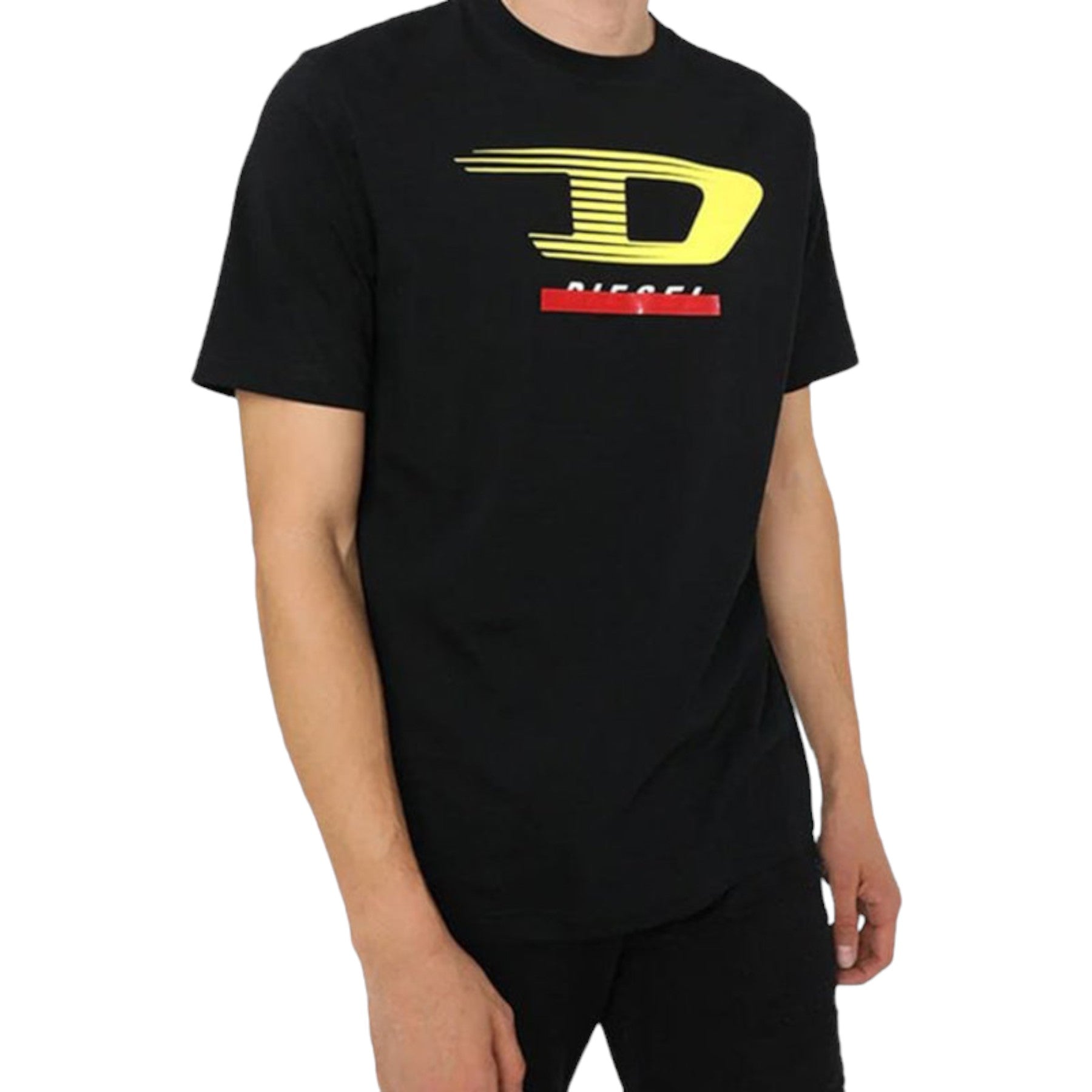 DIESEL T JUST Y4 Mens T Shirt Crew Neck Short Sleeve Casual Black Cotton Tee