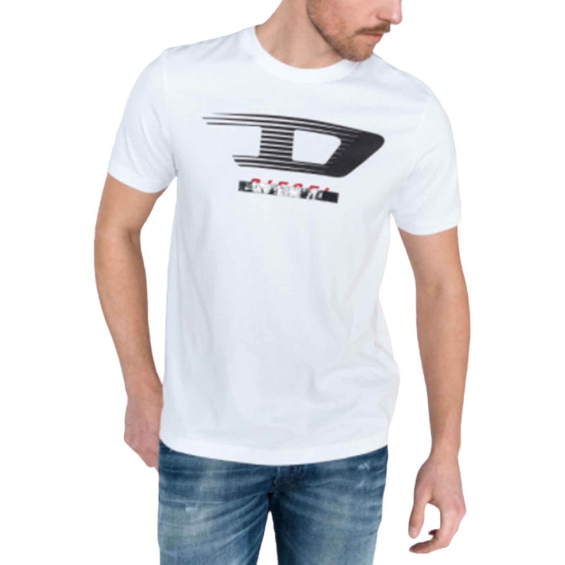 DIESEL T JUST Y4 Mens T Shirt Short Sleeve Tee Crew Neck Casual Summer White Top