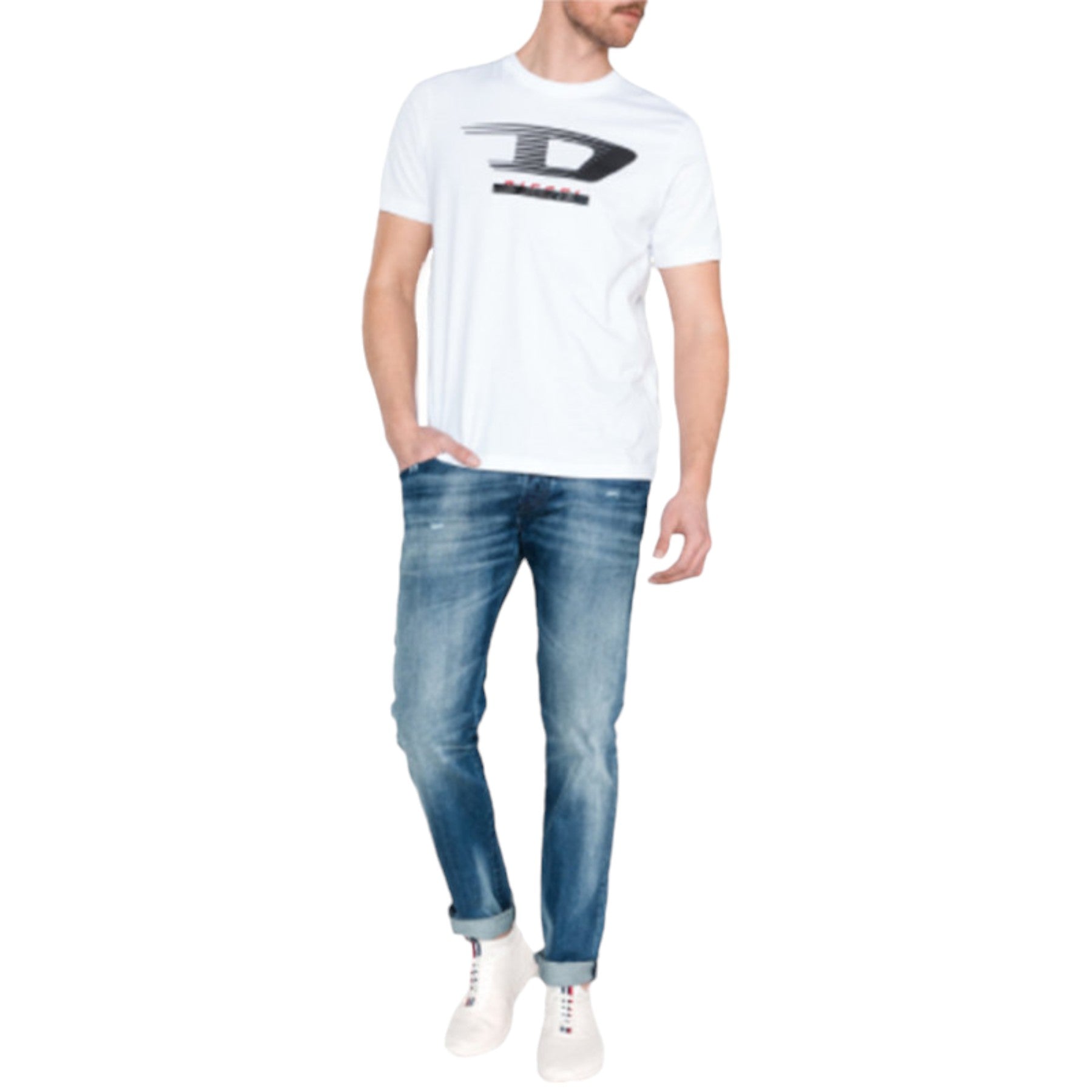 DIESEL T JUST Y4 Mens T Shirt Short Sleeve Tee Crew Neck Casual Summer White Top