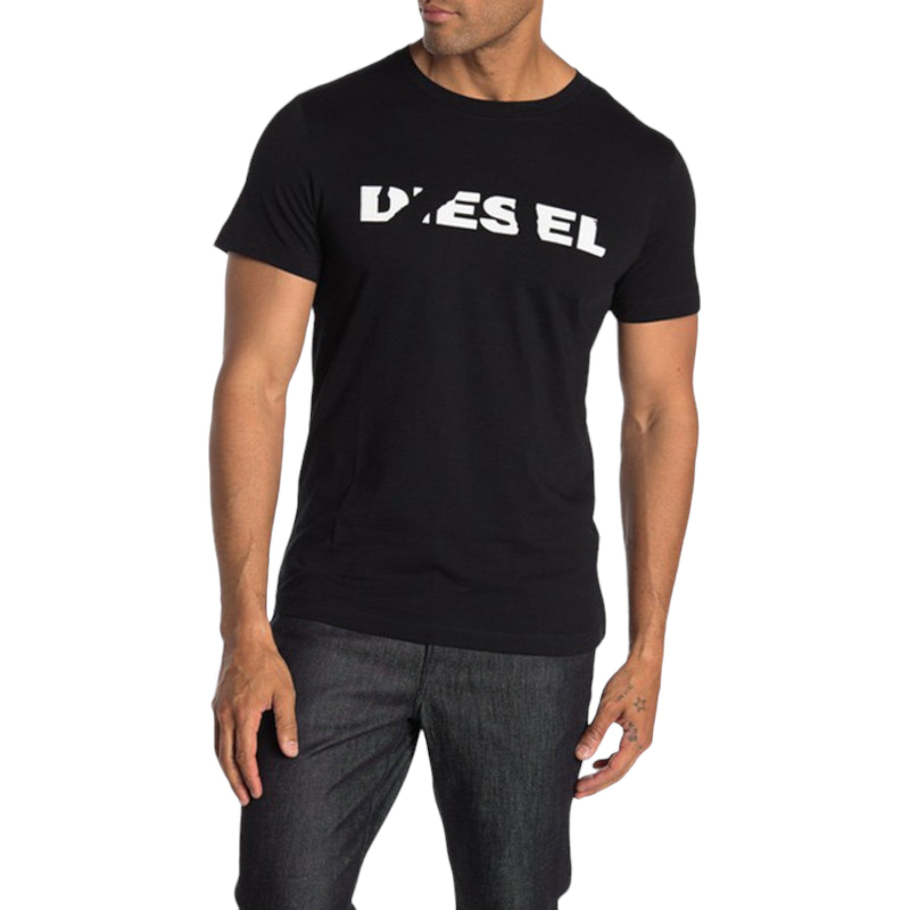 DIESEL T DIEGO BROK Mens T Shirt Short Sleeve Cotton Tee Casual Black Summer Top
