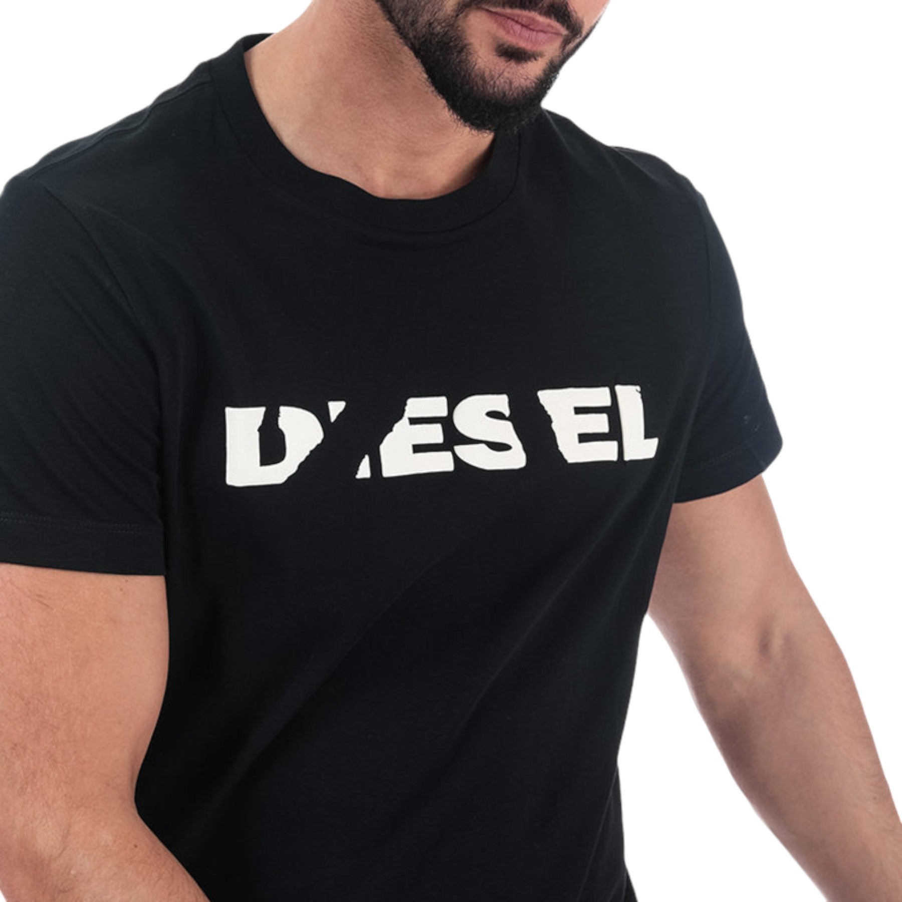 DIESEL T DIEGO BROK Mens T Shirt Short Sleeve Cotton Tee Casual Black Summer Top